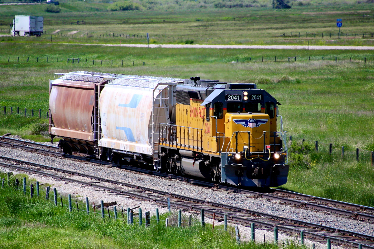 UP 2041 is a class SD40-2 and  is pictured in Dillon, Montana, USA.  This was taken along the Silver Bow on the Union Pacific Railroad. Photo Copyright: Rick Doughty uploaded to Railroad Gallery on 11/29/2023. This photograph of UP 2041 was taken on Thursday, June 22, 2023. All Rights Reserved. 