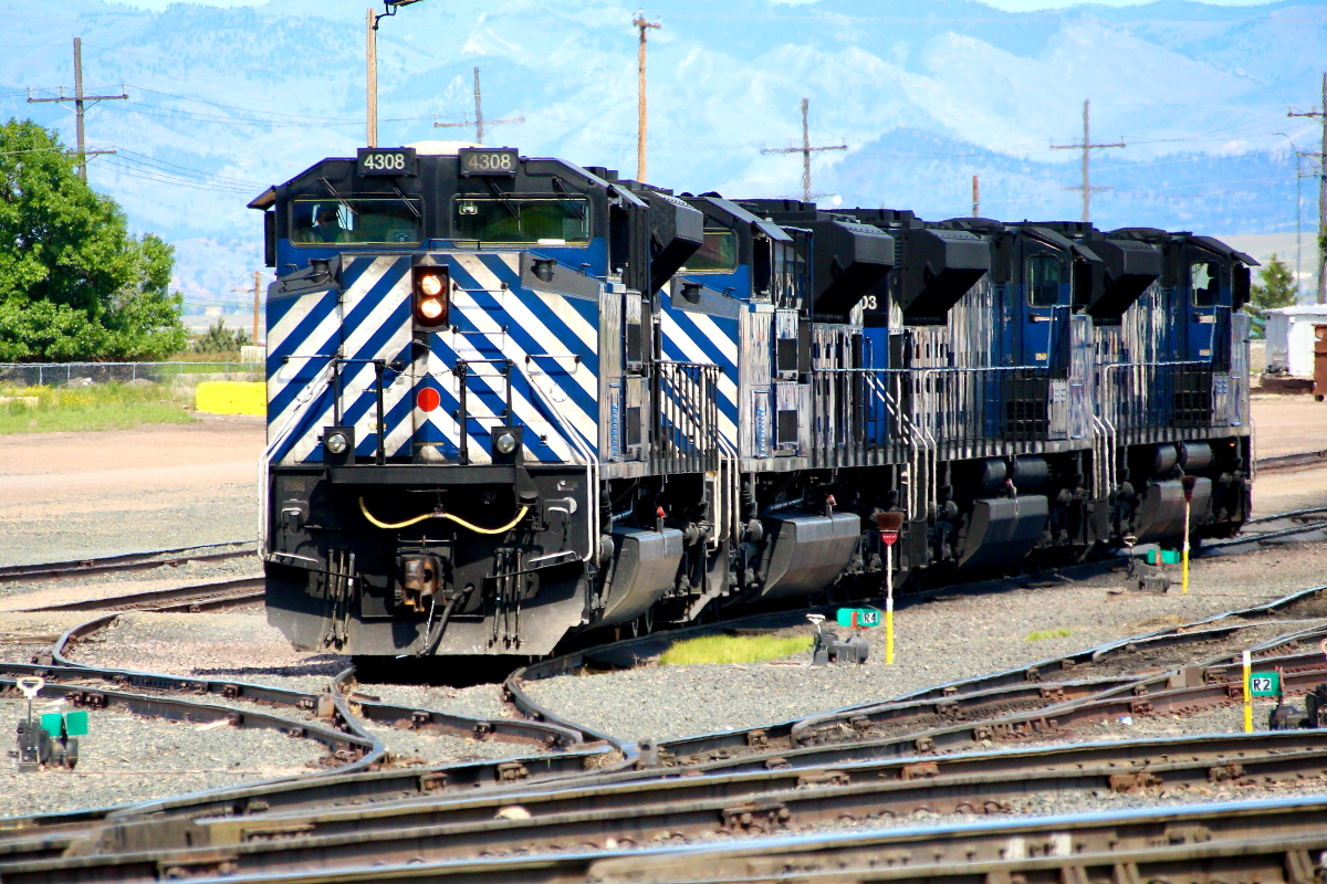 MRL 4308 is a class SD70Ace and  is pictured in Helena, Montana, USA.  This was taken along the 3rd Subdivision/ MRL on the Montana Rail Link. Photo Copyright: Rick Doughty uploaded to Railroad Gallery on 11/29/2023. This photograph of MRL 4308 was taken on Thursday, June 22, 2023. All Rights Reserved. 