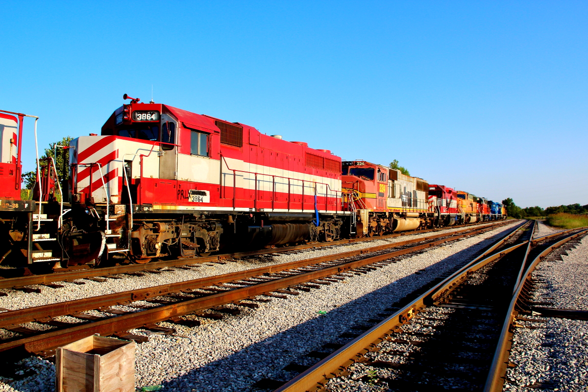 PRLX 3864 is a class GP38 and  is pictured in Mayfield, Kentucky, USA.  This was taken along the Wisconsin and Southern Railroad. Photo Copyright: Rick Doughty uploaded to Railroad Gallery on 11/30/2023. This photograph of PRLX 3864 was taken on Monday, September 07, 2020. All Rights Reserved. 