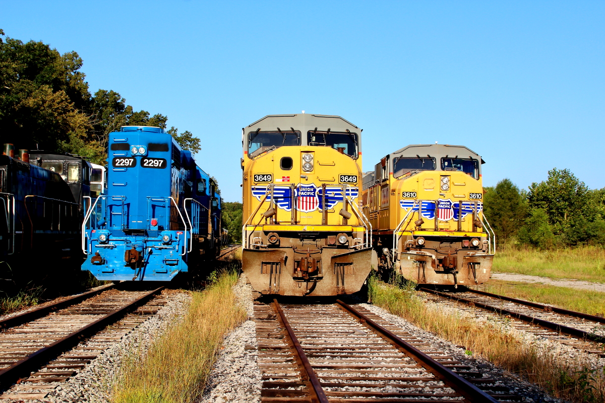 UP 3649 is a class SD9043MAC and  is pictured in Mayfield, Kentucky, USA.  This was taken along the Union Pacific Railroad. Photo Copyright: Rick Doughty uploaded to Railroad Gallery on 12/02/2023. This photograph of UP 3649 was taken on Monday, September 07, 2020. All Rights Reserved. 