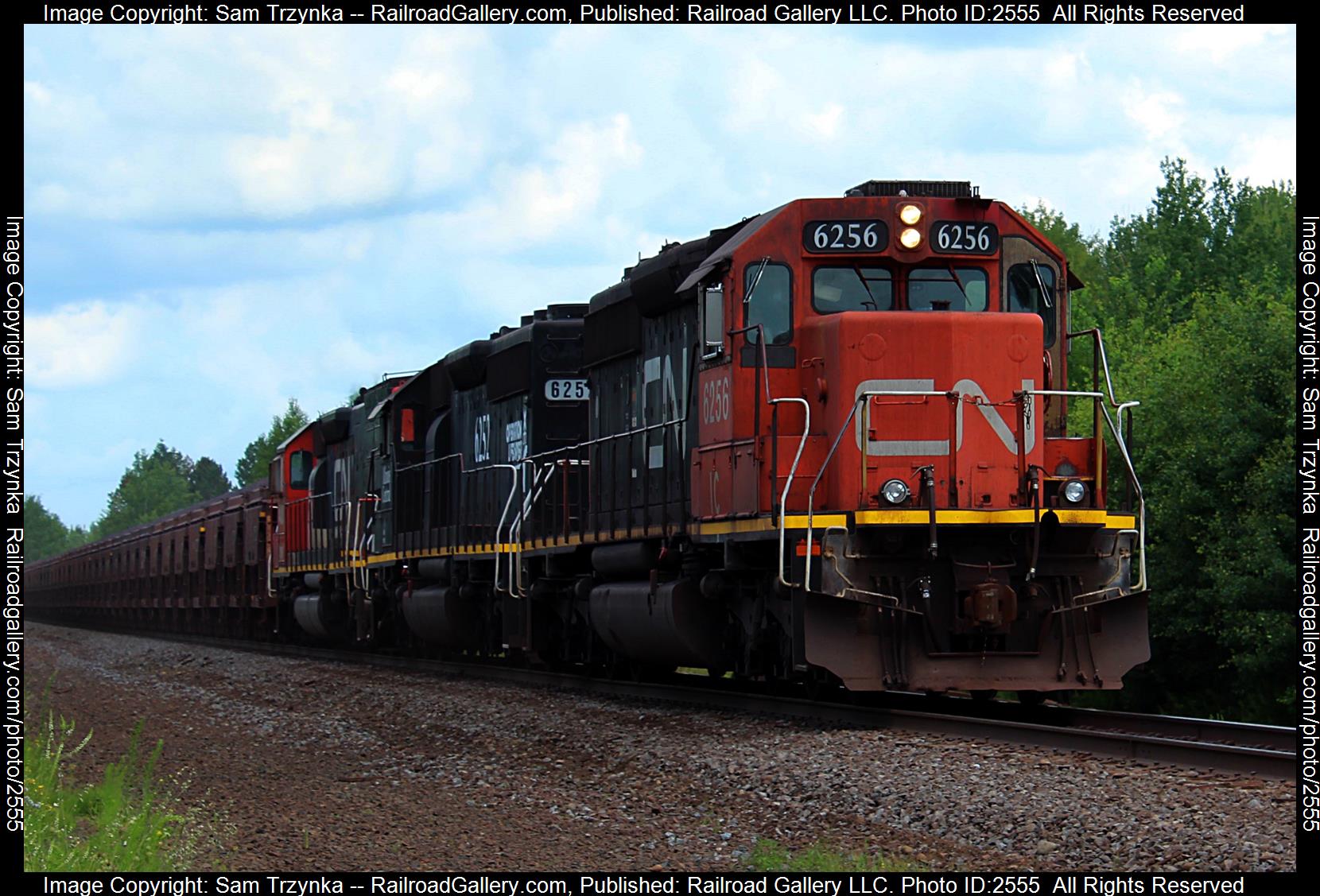 IC 6256 is a class EMD SD40-3 and  is pictured in Saginaw, Minnesota, USA.  This was taken along the CN Missabe Subdivision on the Canadian National Railway. Photo Copyright: Sam Trzynka uploaded to Railroad Gallery on 12/02/2023. This photograph of IC 6256 was taken on Saturday, July 16, 2022. All Rights Reserved. 