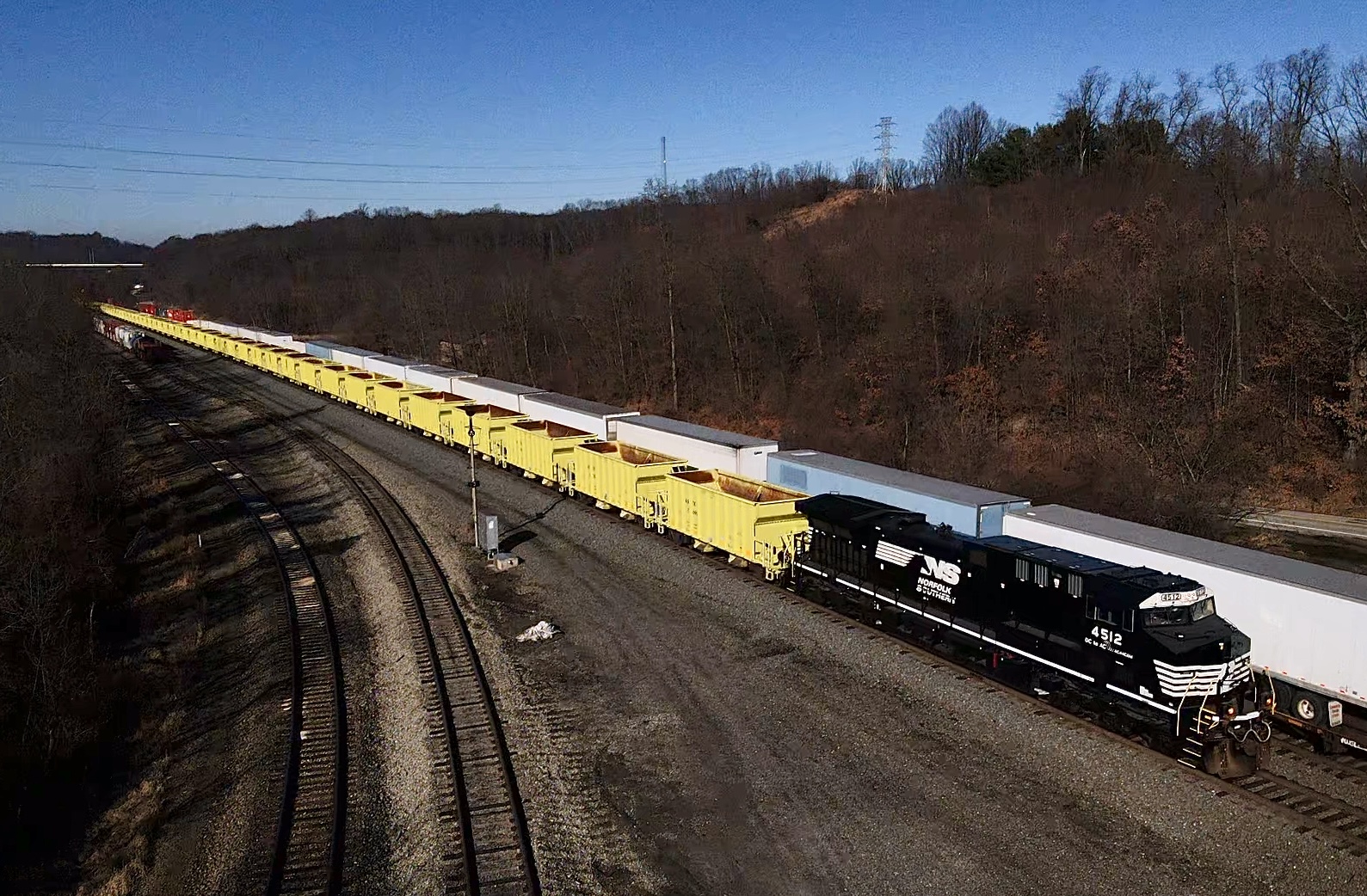 NS 4512 is a class GE ES44AC and  is pictured in Greensburg, Pennsylvania, USA.  This was taken along the Pittsburgh Line  on the Norfolk Southern. Photo Copyright: Robert shook uploaded to Railroad Gallery on 11/26/2022. This photograph of NS 4512 was taken on Saturday, November 26, 2022. All Rights Reserved. 