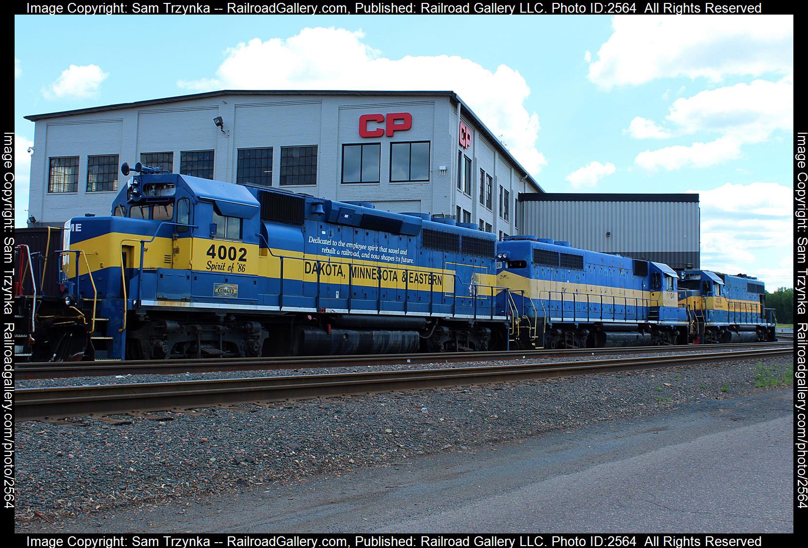 DME 4002 is a class EMD GP40 and  is pictured in St. Paul, Minnesota, USA.  This was taken along the N/A on the Canadian Pacific Railway. Photo Copyright: Sam Trzynka uploaded to Railroad Gallery on 12/03/2023. This photograph of DME 4002 was taken on Sunday, July 24, 2022. All Rights Reserved. 