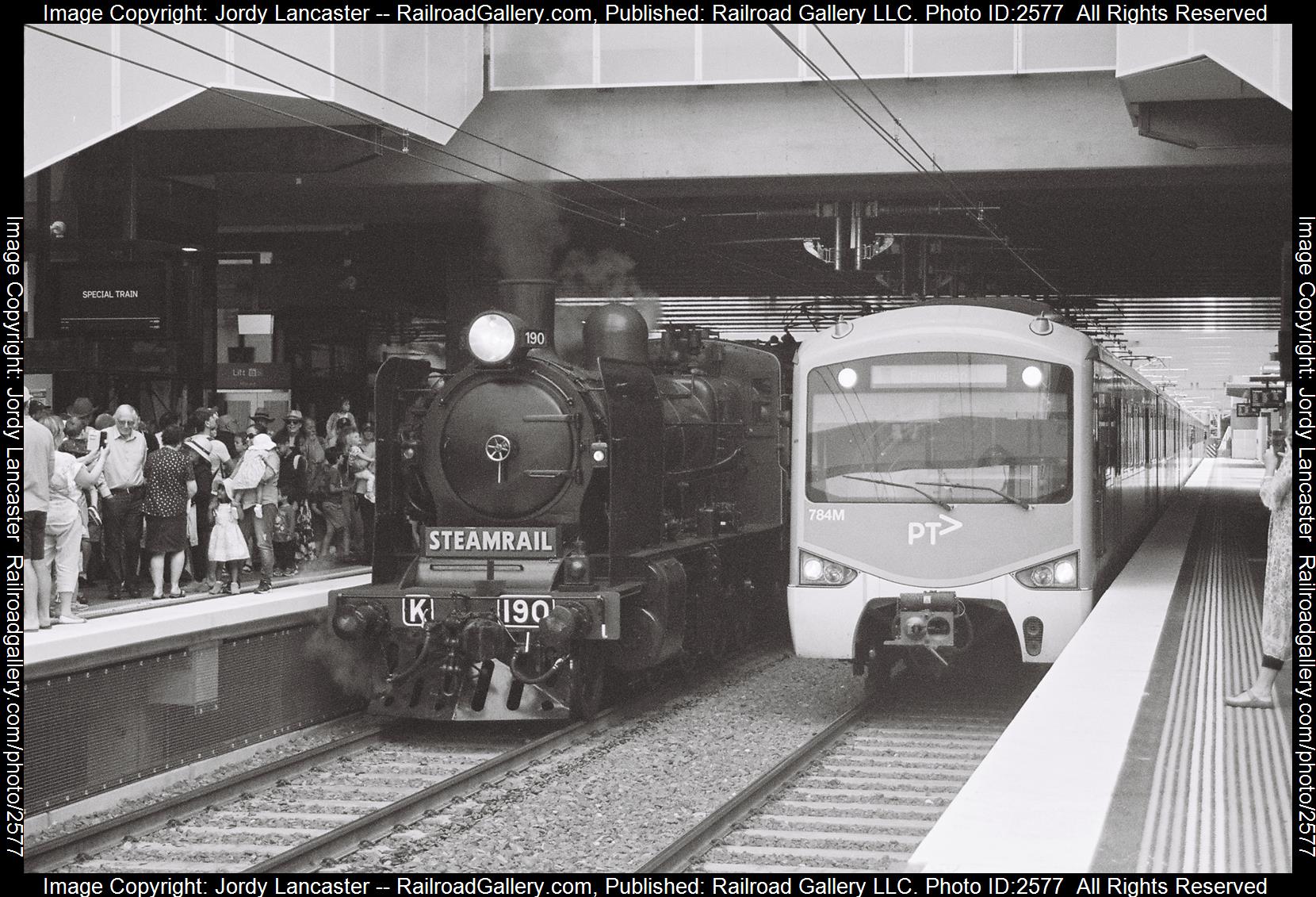 SRV K190 and PTV 784M is a class K Class and Siemens Nexus and  is pictured in Glen Huntly, Victoria, Australia.  This was taken along the Frankston on the Metro Trains Melbourne. Photo Copyright: Jordy Lancaster uploaded to Railroad Gallery on 12/04/2023. This photograph of SRV K190 and PTV 784M was taken on Sunday, September 17, 2023. All Rights Reserved. 