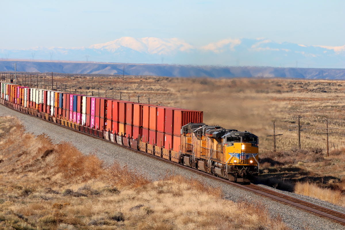 UP 9024 is a class SD70Ace and  is pictured in Bliss, Idaho, USA.  This was taken along the Nampa/UP on the Union Pacific Railroad. Photo Copyright: Rick Doughty uploaded to Railroad Gallery on 12/06/2023. This photograph of UP 9024 was taken on Tuesday, December 05, 2023. All Rights Reserved. 