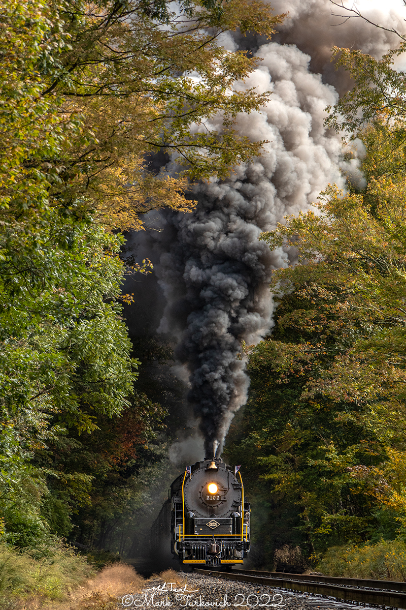 RDG 2102 is a class T-1 and  is pictured in Barnesville, Pennsylvania, USA.  This was taken along the Milepost 102 on the Reading Company. Photo Copyright: Mark Turkovich uploaded to Railroad Gallery on 11/27/2022. This photograph of RDG 2102 was taken on Saturday, October 01, 2022. All Rights Reserved. 