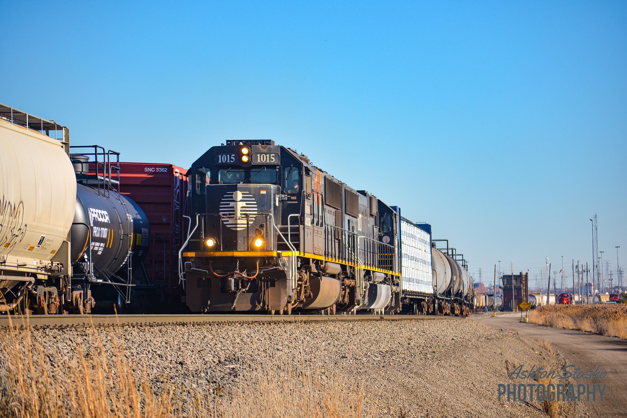 1015 is a class SD70 and  is pictured in Gary , Indiana , United States .  This was taken along the Mattson Subdivision  on the Canadian National Railway. Photo Copyright: Ashton  Stasko  uploaded to Railroad Gallery on 11/27/2022. This photograph of 1015 was taken on Friday, November 18, 2022. All Rights Reserved. 