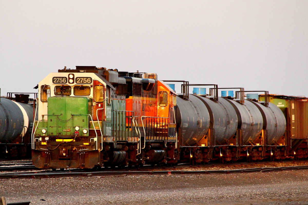 BNSF 2756 is a class EMD GP39-3 and  is pictured in Enid, Oklahoma, USA.  This was taken along the Enid/BNSF on the BNSF Railway. Photo Copyright: Rick Doughty uploaded to Railroad Gallery on 12/16/2023. This photograph of BNSF 2756 was taken on Wednesday, March 10, 2021. All Rights Reserved. 