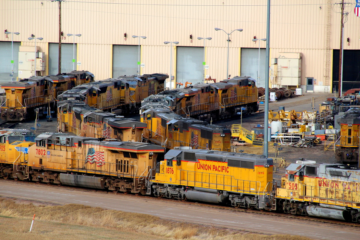 UP 1876 is a class EMD SD40-2 and  is pictured in North Platte, Nebraska, USA.  This was taken along the North Platte/UP on the Union Pacific Railroad. Photo Copyright: Rick Doughty uploaded to Railroad Gallery on 12/16/2023. This photograph of UP 1876 was taken on Friday, March 12, 2021. All Rights Reserved. 