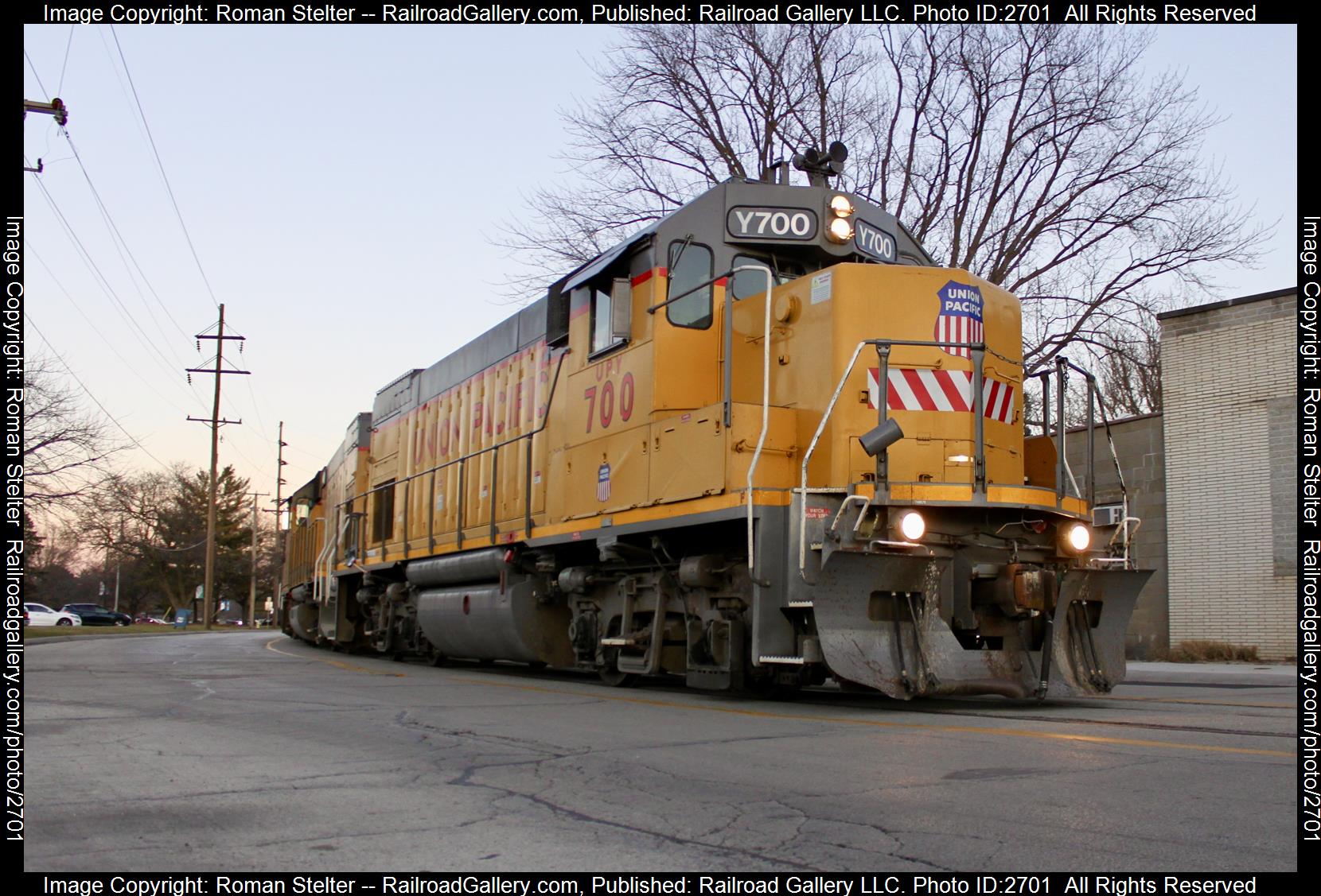 UPY 700 is a class EMD GP15 and  is pictured in Rockford, Wisconsin, United States.  This was taken along the Rockford Spur on the Union Pacific Railroad. Photo Copyright: Roman Stelter uploaded to Railroad Gallery on 12/16/2023. This photograph of UPY 700 was taken on Tuesday, December 12, 2023. All Rights Reserved. 