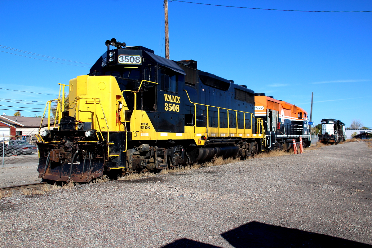 WAMX 3508 is a class EMD GP35 and  is pictured in Idaho Falls, Idaho, USA.  This was taken along the Idaho Falls/EIRR on the Eastern Idaho Railroad. Photo Copyright: Rick Doughty uploaded to Railroad Gallery on 12/18/2023. This photograph of WAMX 3508 was taken on Monday, October 17, 2022. All Rights Reserved. 