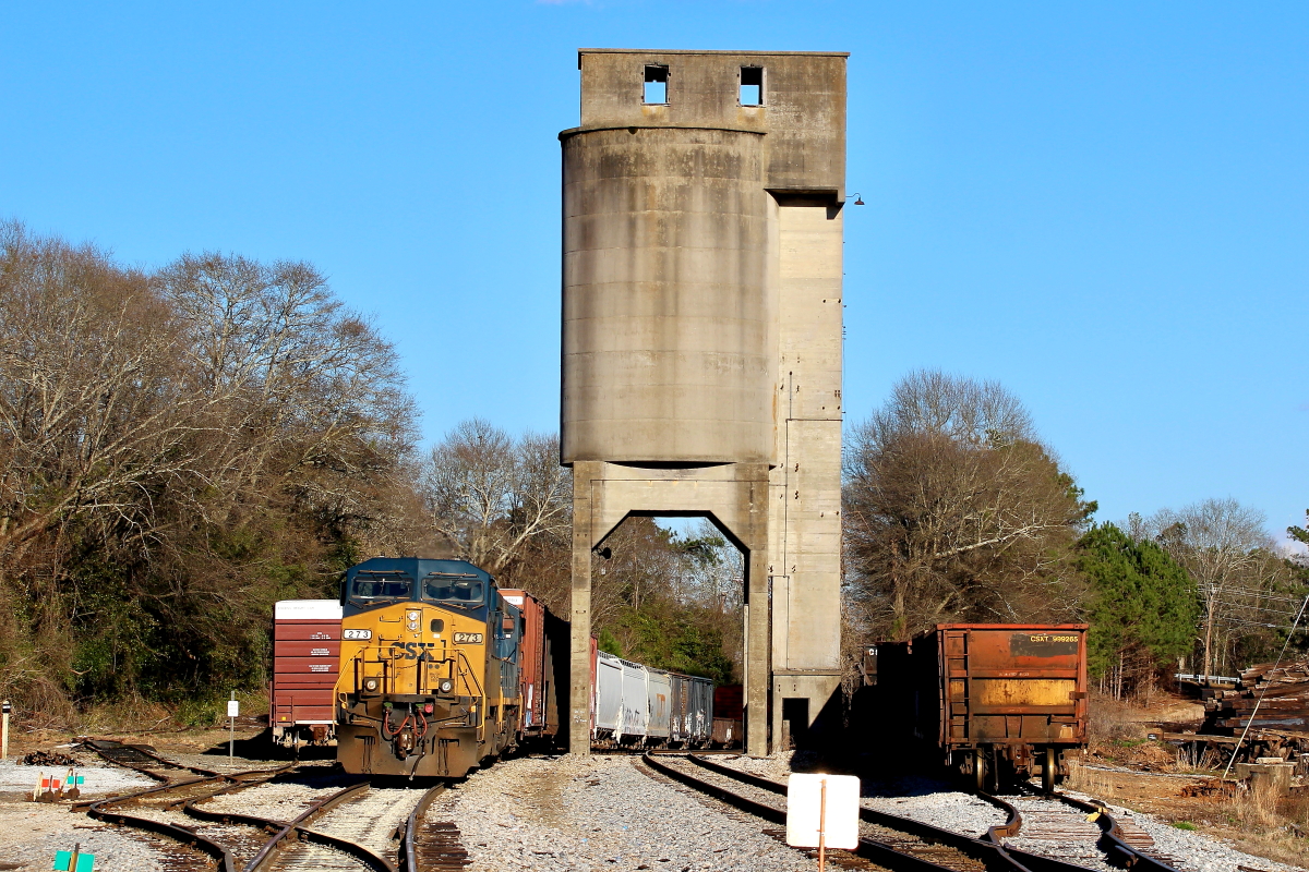 CSX 273 is a class GE AC4400CW and  is pictured in Social Circle, Georgia, USA.  This was taken along the css. Photo Copyright: Rick Doughty uploaded to Railroad Gallery on 12/19/2023. This photograph of CSX 273 was taken on Monday, February 22, 2021. All Rights Reserved. 