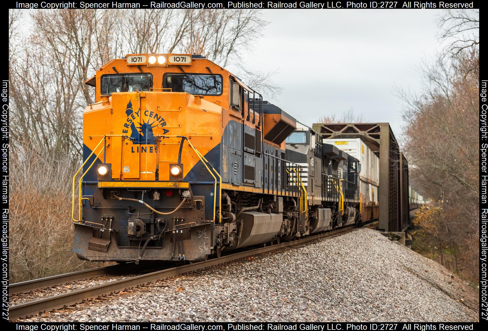 NS 1071 is a class EMD SD70ACe and  is pictured in New Haven, Indiana, USA.  This was taken along the Huntington District on the Norfolk Southern. Photo Copyright: Spencer Harman uploaded to Railroad Gallery on 12/19/2023. This photograph of NS 1071 was taken on Friday, November 17, 2023. All Rights Reserved. 