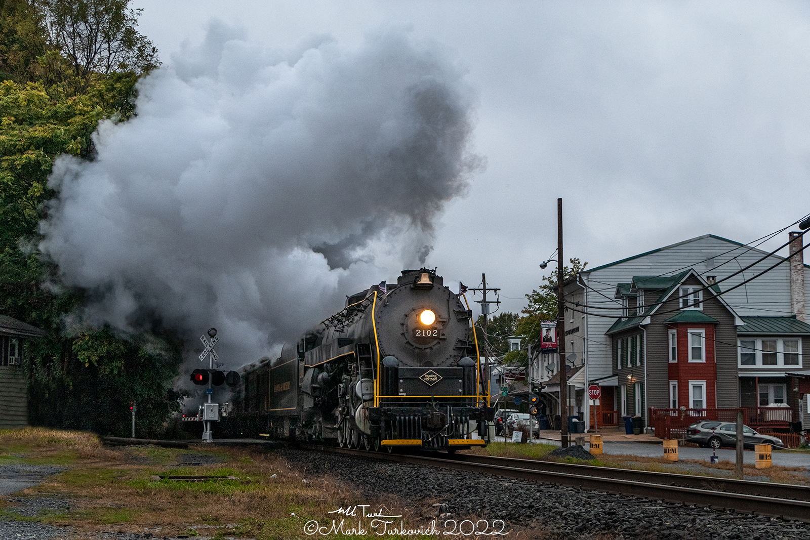 RDG 2102 is a class T-1 and  is pictured in Leesport, Pennsylvania, USA.  This was taken along the Leesport on the Reading Company. Photo Copyright: Mark Turkovich uploaded to Railroad Gallery on 11/28/2022. This photograph of RDG 2102 was taken on Saturday, October 01, 2022. All Rights Reserved. 