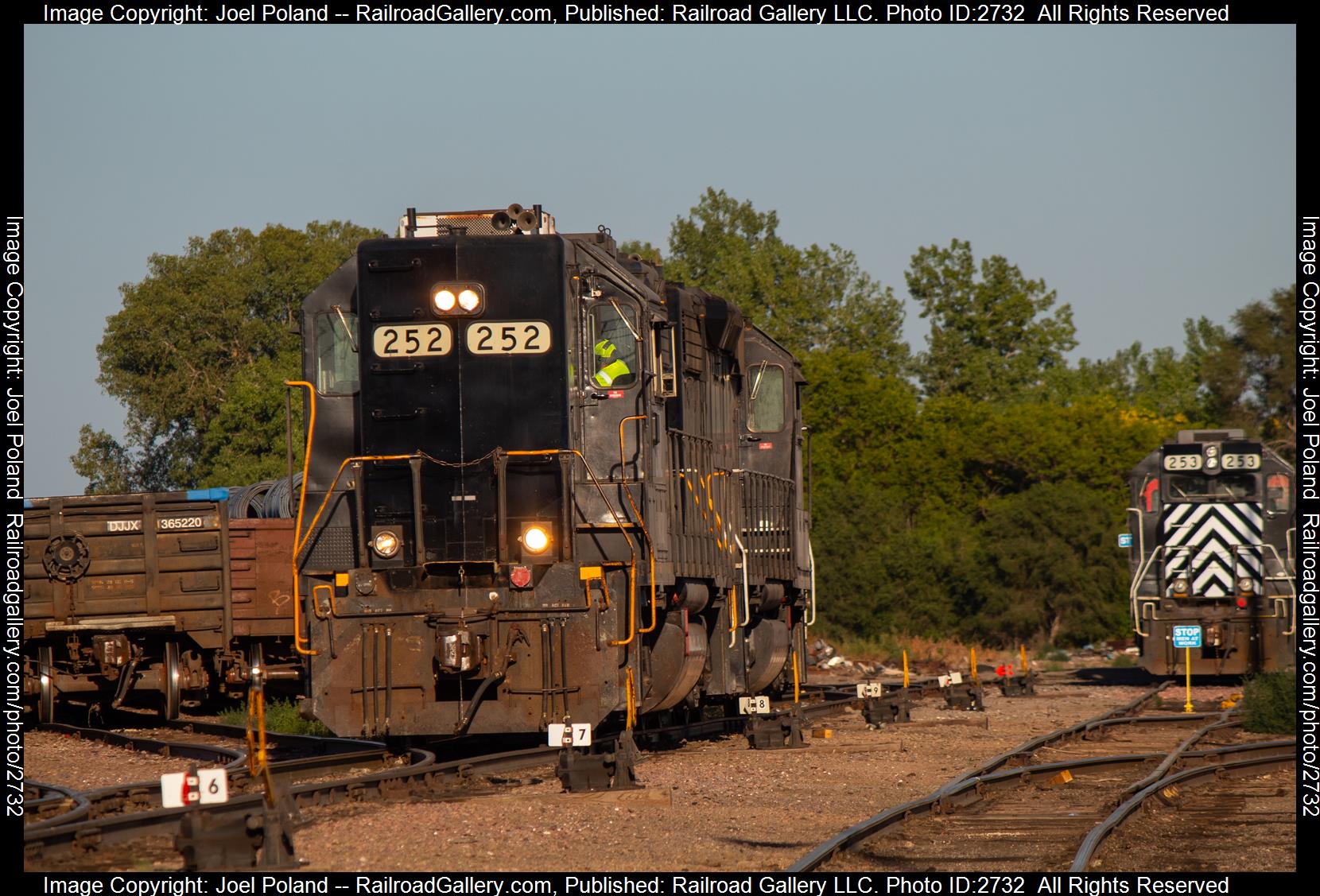 NCRC 252  is a class EMD GP38-2 and  is pictured in Norfolk, Nebraska, USA.  This was taken along the Norfolk Sub on the Nebraska Central Railroad. Photo Copyright: Joel Poland uploaded to Railroad Gallery on 12/19/2023. This photograph of NCRC 252  was taken on Thursday, September 01, 2022. All Rights Reserved. 