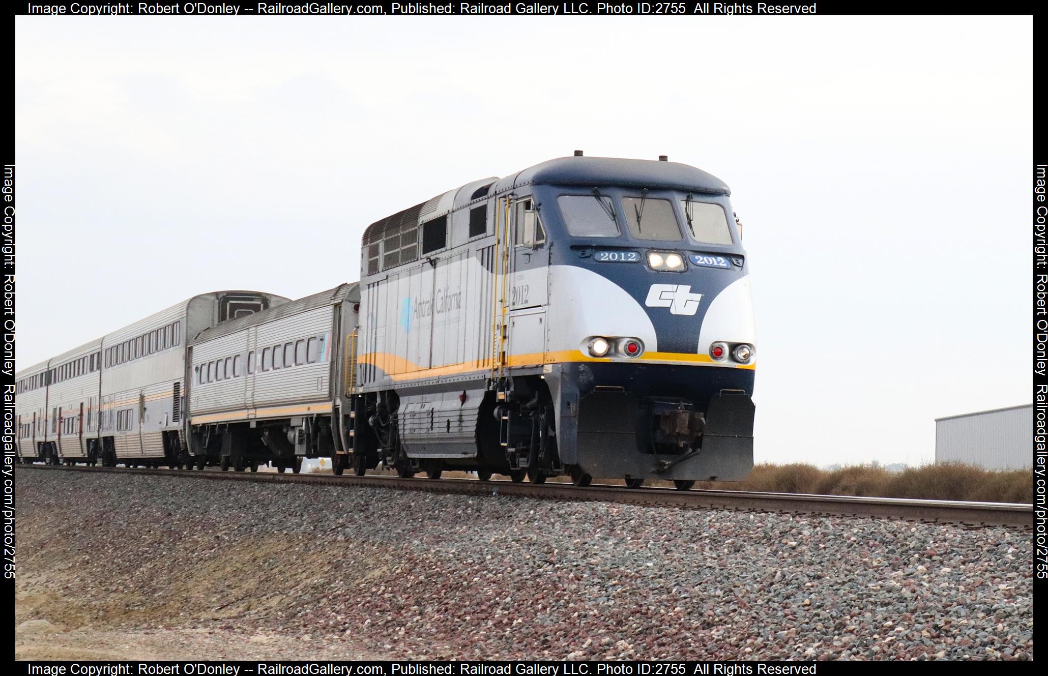 2012 is a class F59PHI and  is pictured in Bakersfield , California, United States.  This was taken along the Northern California on the Amtrak. Photo Copyright: Robert O'Donley uploaded to Railroad Gallery on 12/22/2023. This photograph of 2012 was taken on Monday, December 18, 2023. All Rights Reserved. 