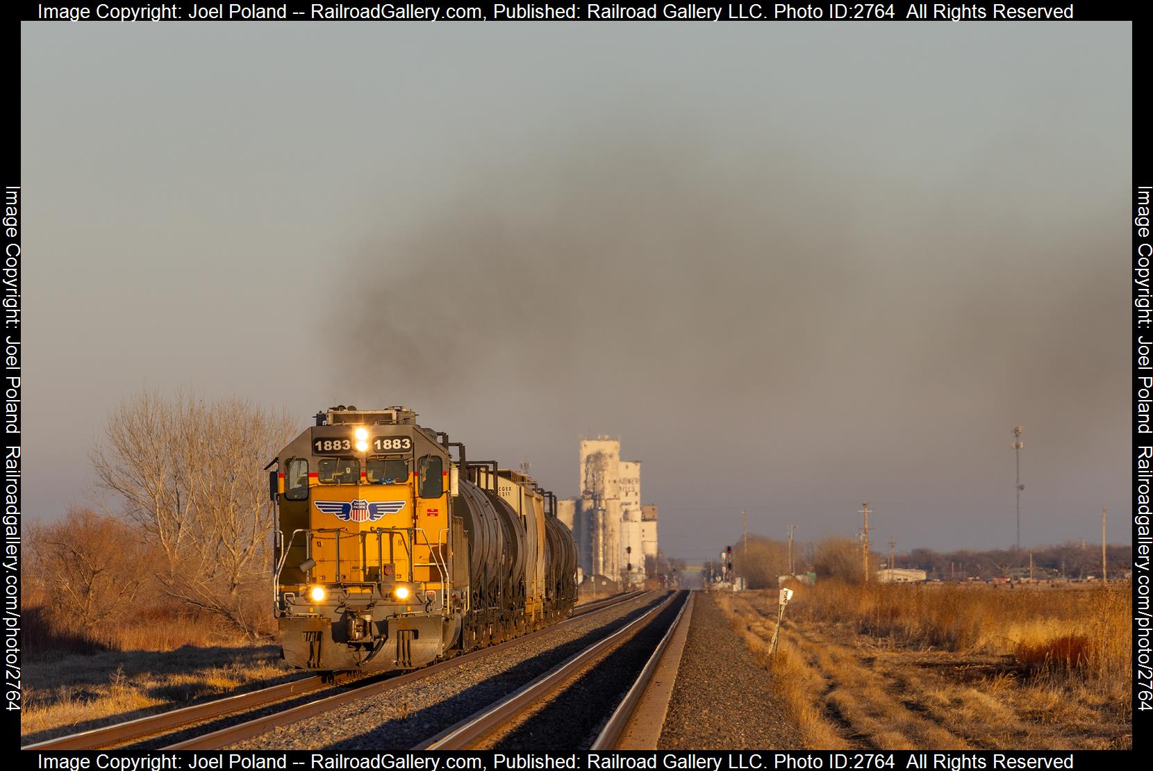 UP 1883 is a class EMD SD40N and  is pictured in Schuyler , Nebraska, USA.  This was taken along the Columbus Sub on the Union Pacific Railroad. Photo Copyright: Joel Poland uploaded to Railroad Gallery on 12/23/2023. This photograph of UP 1883 was taken on Friday, December 22, 2023. All Rights Reserved. 