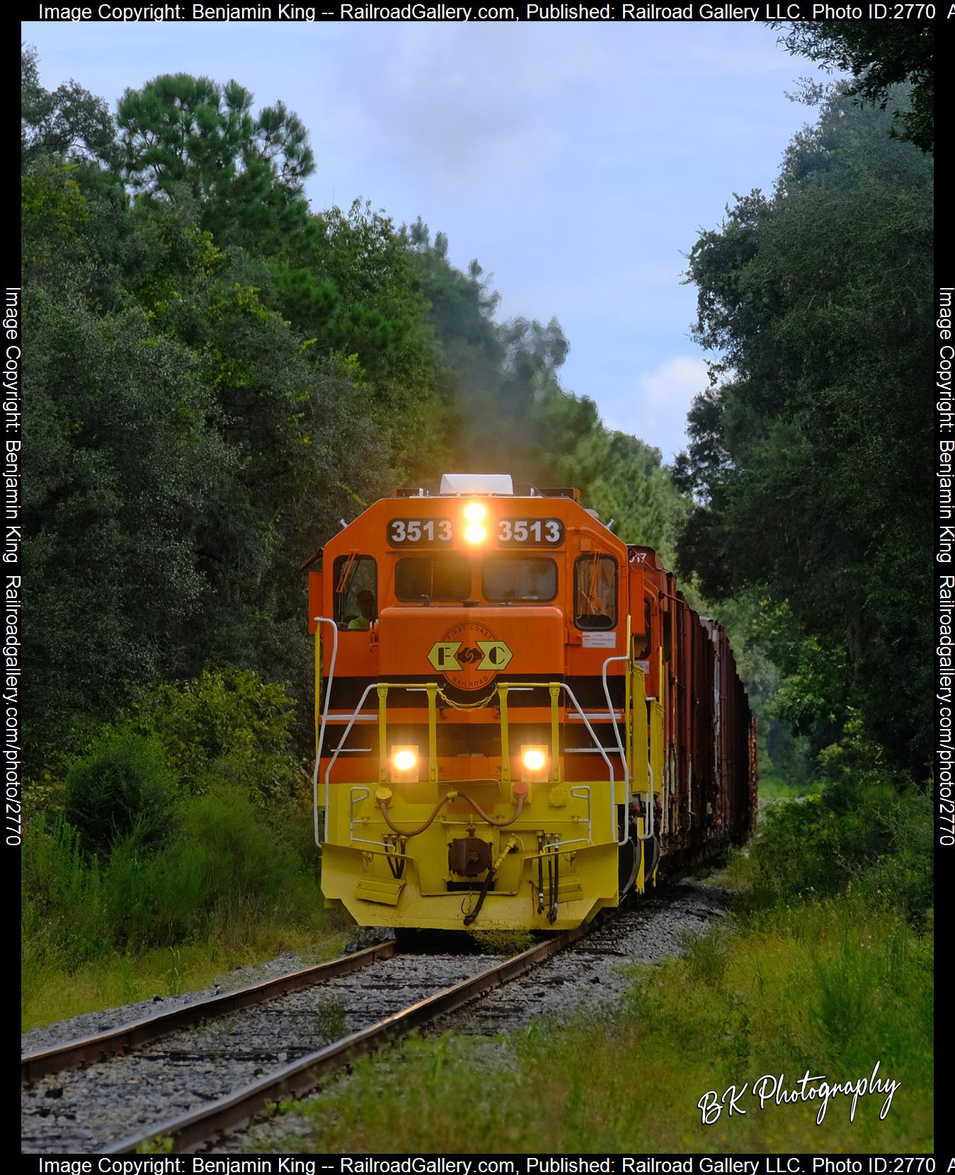 FCRD 3513 is a class EMD GP38-2 and  is pictured in Yulee, Florida, USA.  This was taken along the FCRD on the First Coast Railroad. Photo Copyright: Benjamin King uploaded to Railroad Gallery on 12/24/2023. This photograph of FCRD 3513 was taken on Sunday, August 28, 2022. All Rights Reserved. 