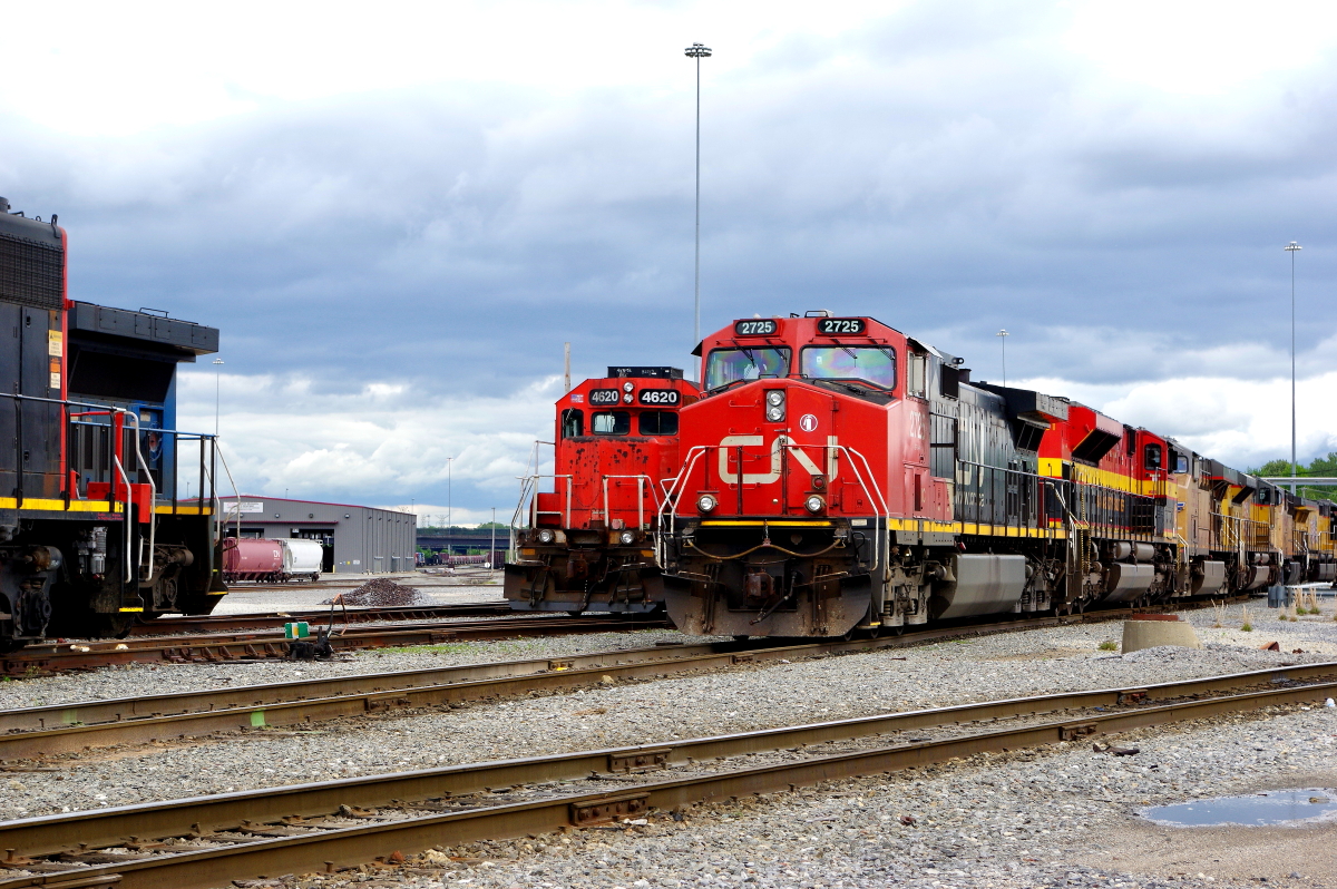 CN 2725 is a class GE ET44AC and  is pictured in Memphis, Tennessee, USA.  This was taken along the Memphis/CN on the Canadian National Railway. Photo Copyright: Rick Doughty uploaded to Railroad Gallery on 12/25/2023. This photograph of CN 2725 was taken on Saturday, April 25, 2020. All Rights Reserved. 