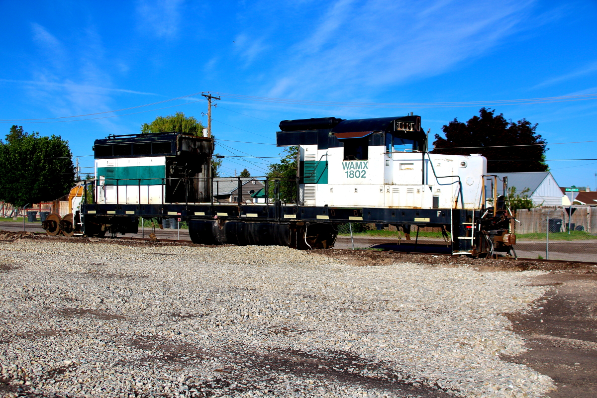 WAMX 1802 is a class EMD SD18 and  is pictured in Idaho Falls, Idaho, USA.  This was taken along the Eastern Idaho Railroad. Photo Copyright: Rick Doughty uploaded to Railroad Gallery on 12/25/2023. This photograph of WAMX 1802 was taken on Thursday, June 22, 2023. All Rights Reserved. 