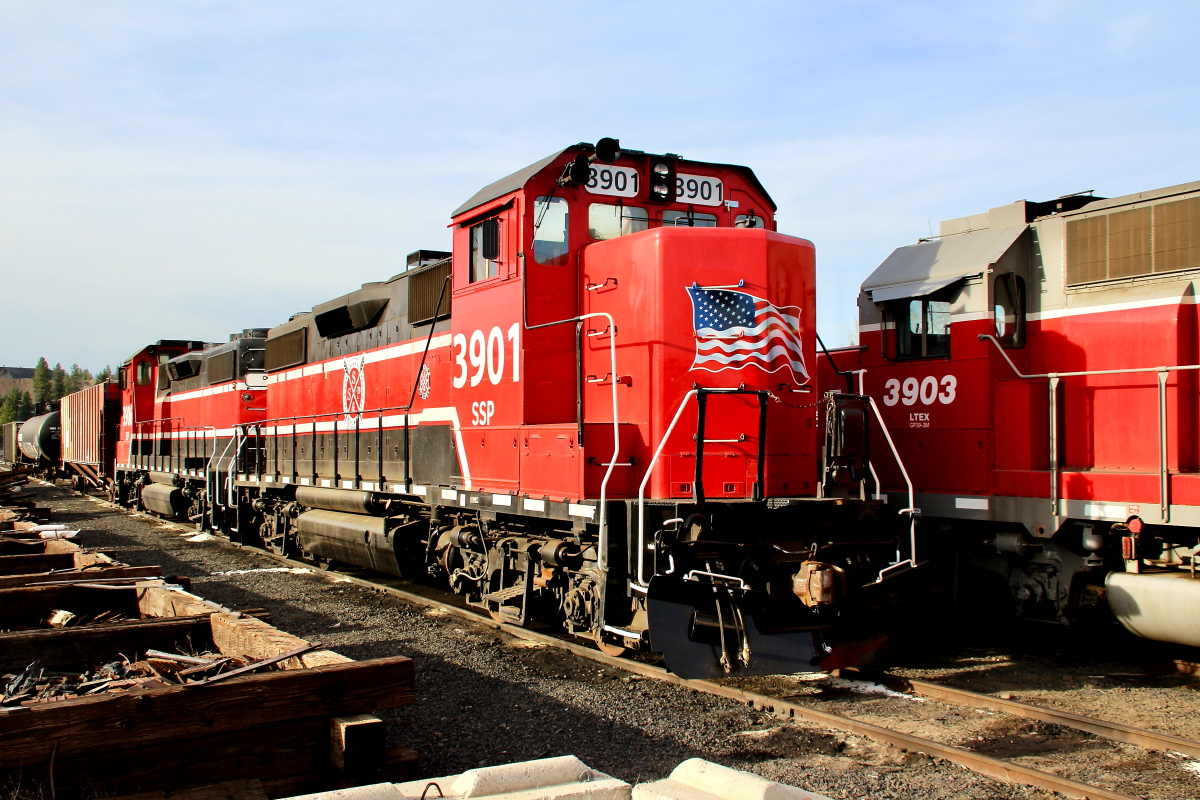 SSP 3901 is a class EMD GP39M and  is pictured in Marshall, Washington, USA.  This was taken along the Spokane Spangle & Palouse. Photo Copyright: Rick Doughty uploaded to Railroad Gallery on 12/27/2023. This photograph of SSP 3901 was taken on Thursday, April 29, 2021. All Rights Reserved. 