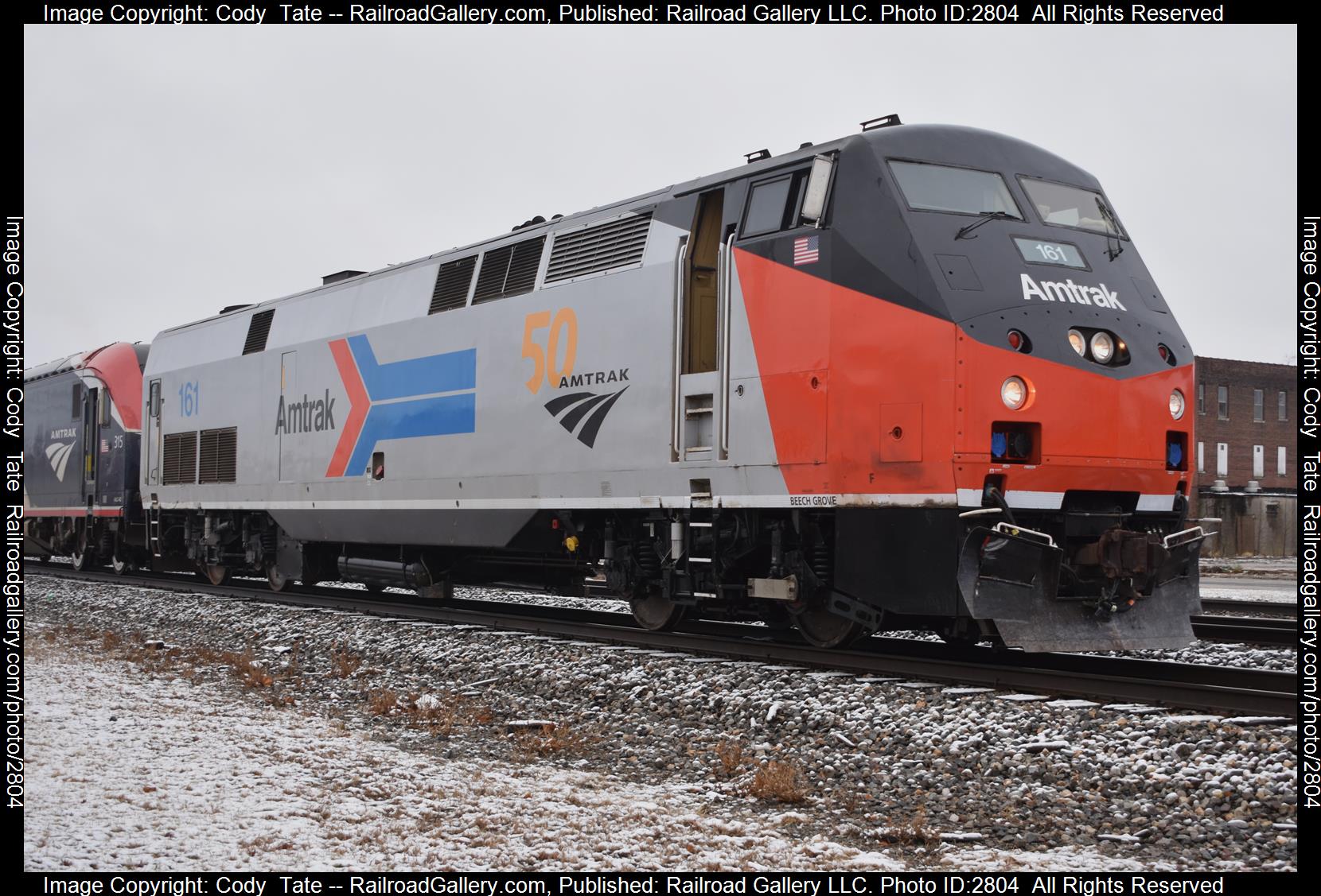 Amtrak 161 is a class P42DC and  is pictured in Centralia, Illinois, USA.  This was taken along the Centralia subdivision  on the Amtrak. Photo Copyright: Cody  Tate uploaded to Railroad Gallery on 12/28/2023. This photograph of Amtrak 161 was taken on Thursday, December 28, 2023. All Rights Reserved. 