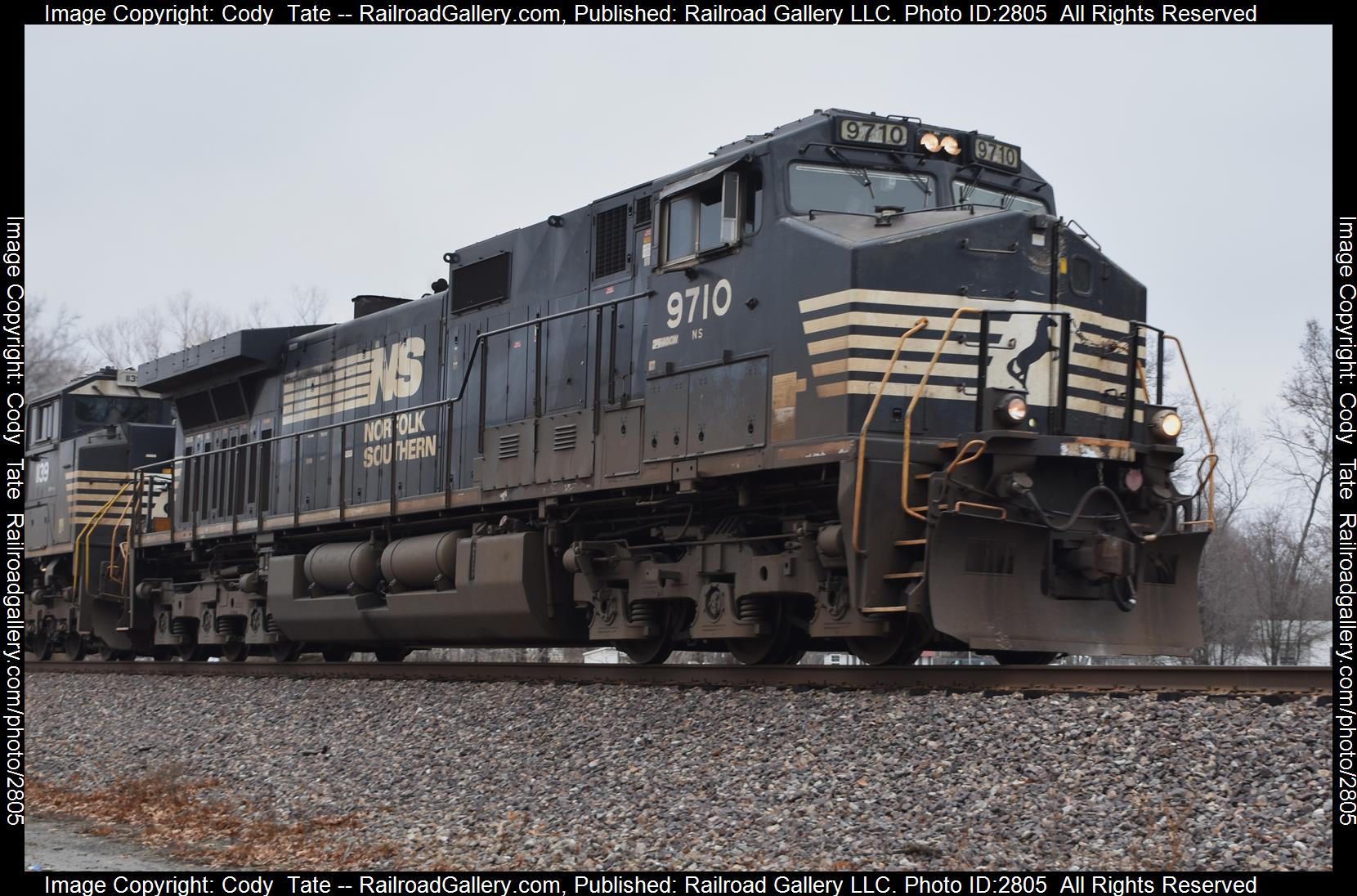 NS 9710 is a class C44-9W and  is pictured in Walnut Hill, Illinois, United States.  This was taken along the Southern west district  on the Norfolk Southern. Photo Copyright: Cody  Tate uploaded to Railroad Gallery on 12/28/2023. This photograph of NS 9710 was taken on Saturday, December 23, 2023. All Rights Reserved. 