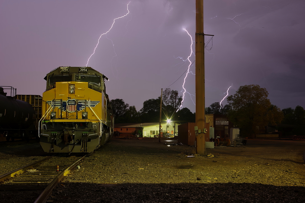 UP 3094 is a class EMD SD70ACe-T4 and  is pictured in Malvern, Arkansas, USA.  This was taken along the Little Rock/UP on the Union Pacific Railroad. Photo Copyright: Rick Doughty uploaded to Railroad Gallery on 12/28/2023. This photograph of UP 3094 was taken on Friday, May 15, 2020. All Rights Reserved. 