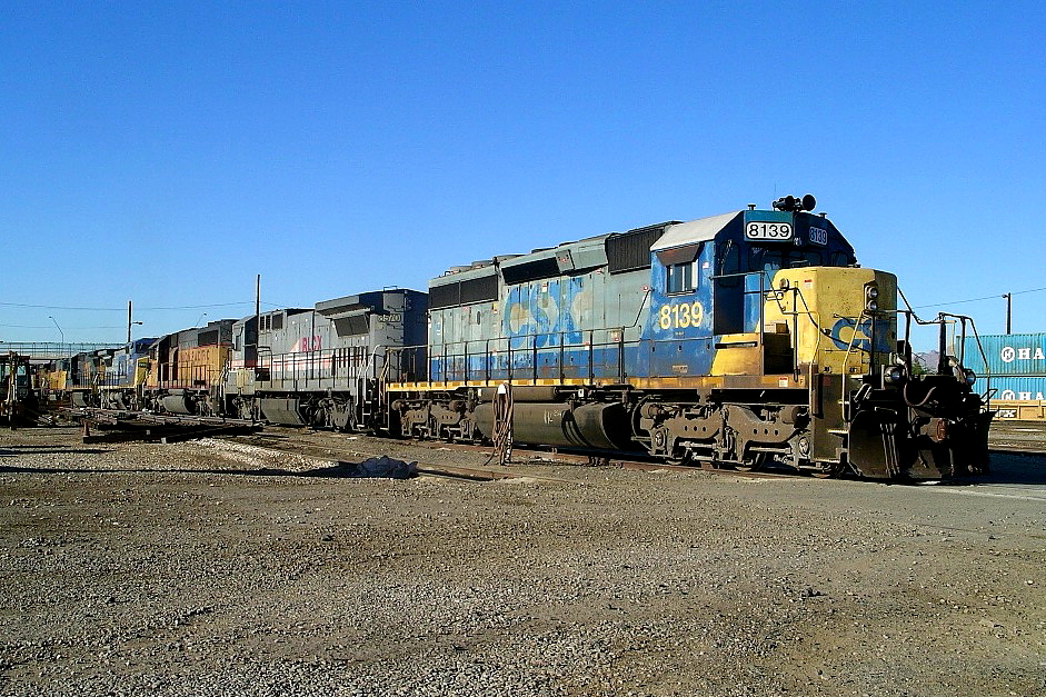 CSX 8139 is a class EMD SD40-2 and  is pictured in Tucson, Arizona, USA.  This was taken along the Lordsburg/UP on the CSX Transportation. Photo Copyright: Rick Doughty uploaded to Railroad Gallery on 12/30/2023. This photograph of CSX 8139 was taken on Tuesday, November 29, 2005. All Rights Reserved. 