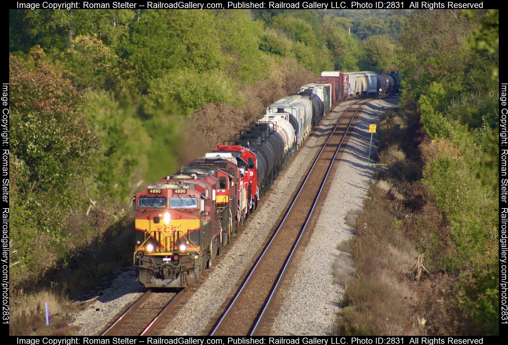 KCS 4890 is a class GE ES44AC and  is pictured in Columbus, Wisconsin, United States.  This was taken along the Watertown Subdivision  on the Canadian Pacific Railway. Photo Copyright: Roman Stelter uploaded to Railroad Gallery on 12/30/2023. This photograph of KCS 4890 was taken on Tuesday, October 03, 2023. All Rights Reserved. 