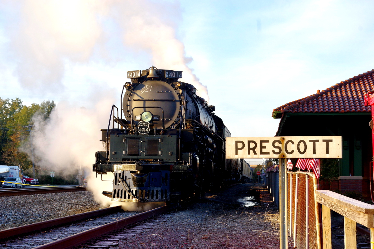 UP 4014 is a class 4-8-8-4 and  is pictured in Prescott, Arkansas, USA.  This was taken along the Little Rock/UP on the Union Pacific Railroad. Photo Copyright: Rick Doughty uploaded to Railroad Gallery on 01/02/2024. This photograph of UP 4014 was taken on Wednesday, November 13, 2019. All Rights Reserved. 