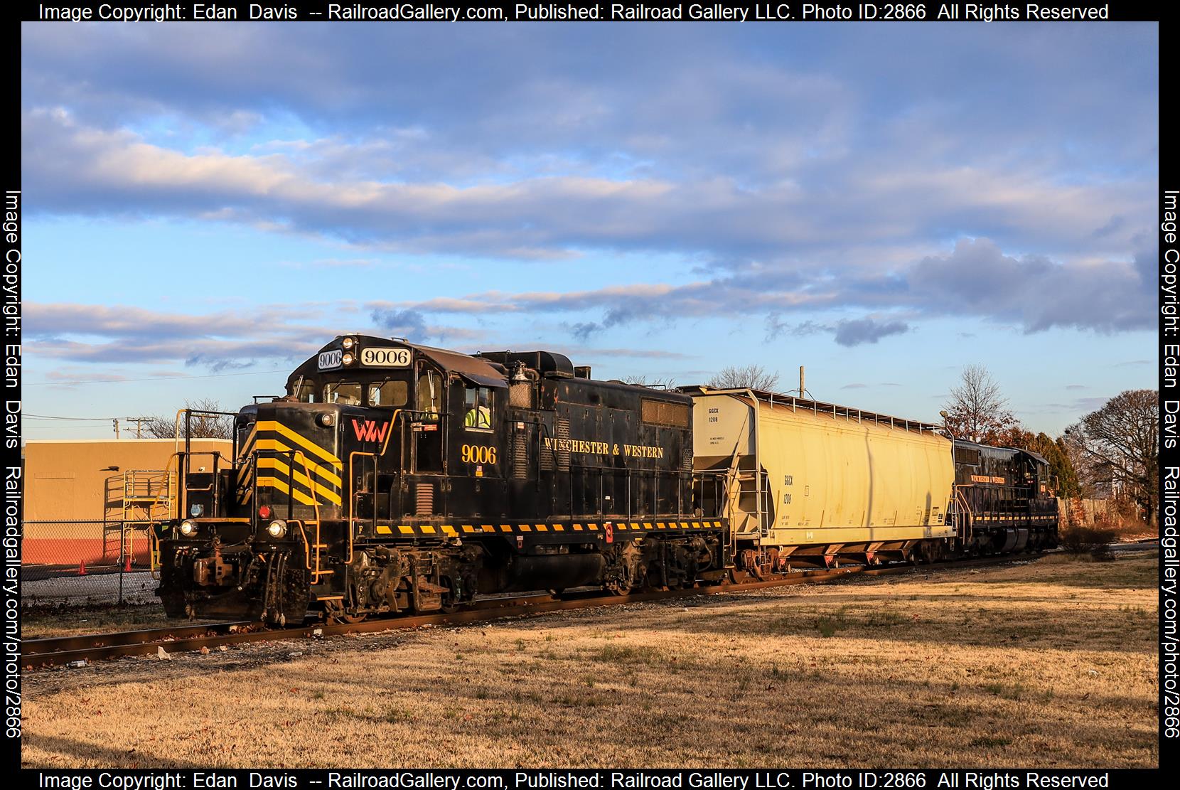 WW 9006 is a class EMD GP9 and  is pictured in Millville, New Jersey, USA.  This was taken along the Millville Industrial  on the Winchester and Western Railroad. Photo Copyright: Edan  Davis  uploaded to Railroad Gallery on 01/04/2024. This photograph of WW 9006 was taken on Tuesday, November 28, 2023. All Rights Reserved. 