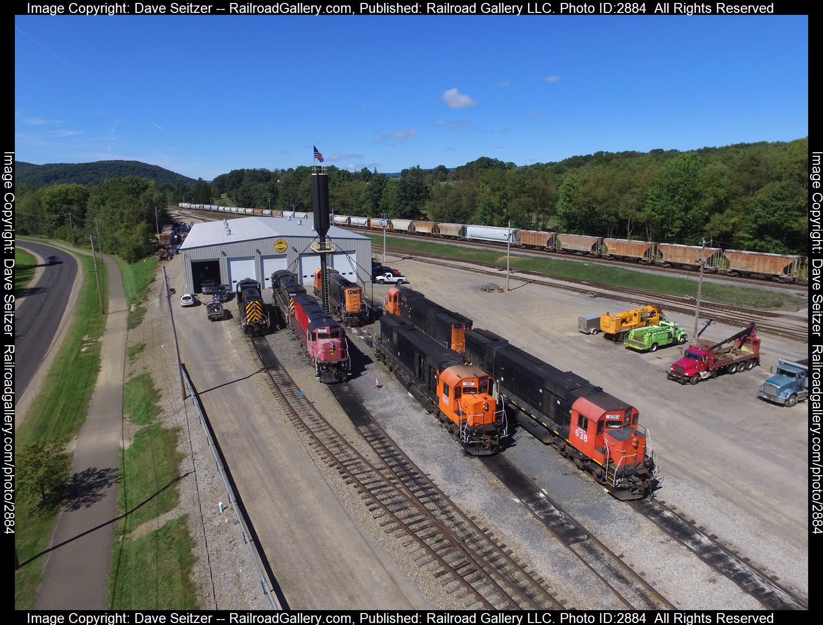 WNYP 638 WNYP 685 is a class M636 M636 and  is pictured in Olean, New York, United States.  This was taken along the Southern Tier on the WNYP. Photo Copyright: Dave Seitzer uploaded to Railroad Gallery on 01/06/2024. This photograph of WNYP 638 WNYP 685 was taken on Thursday, September 15, 2016. All Rights Reserved. 