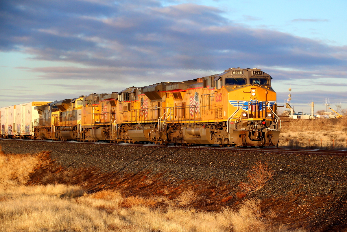 UP 6245 is a class GE AC4400CW-CTE and  is pictured in Bliss, Idaho, USA.  This was taken along the Nampa/UP on the Union Pacific Railroad. Photo Copyright: Rick Doughty uploaded to Railroad Gallery on 01/06/2024. This photograph of UP 6245 was taken on Wednesday, January 11, 2023. All Rights Reserved. 