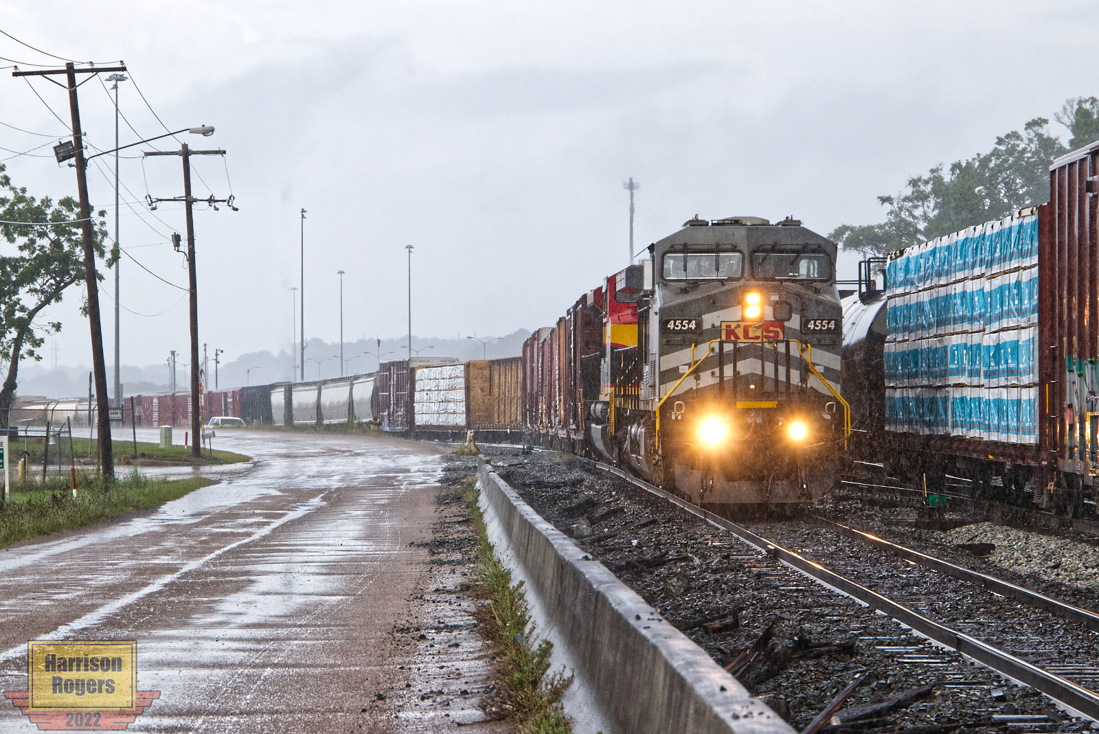 KCSM 4554 is a class AC4400CW and  is pictured in Pearl, Mississippi, United States.  This was taken along the KCS Meridian Sub on the Kansas City Southern Railway. Photo Copyright: Harrison Rogers uploaded to Railroad Gallery on 11/30/2022. This photograph of KCSM 4554 was taken on Wednesday, May 25, 2022. All Rights Reserved. 