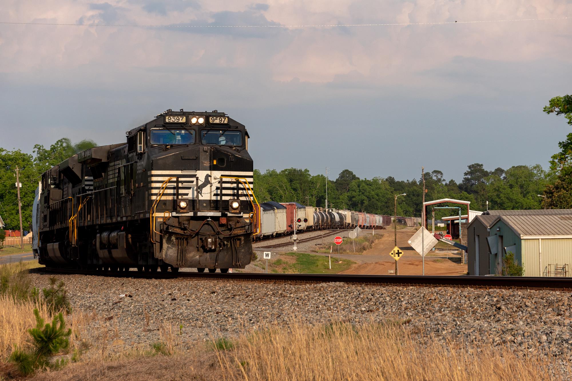 NS 9597 is a class C44-9W and  is pictured in Chula, Georgia, USA.  This was taken along the Macon District on the Norfolk Southern. Photo Copyright: Kevin Meisenhelter uploaded to Railroad Gallery on 11/11/2022. This photograph of NS 9597 was taken on Tuesday, May 03, 2022. All Rights Reserved. 