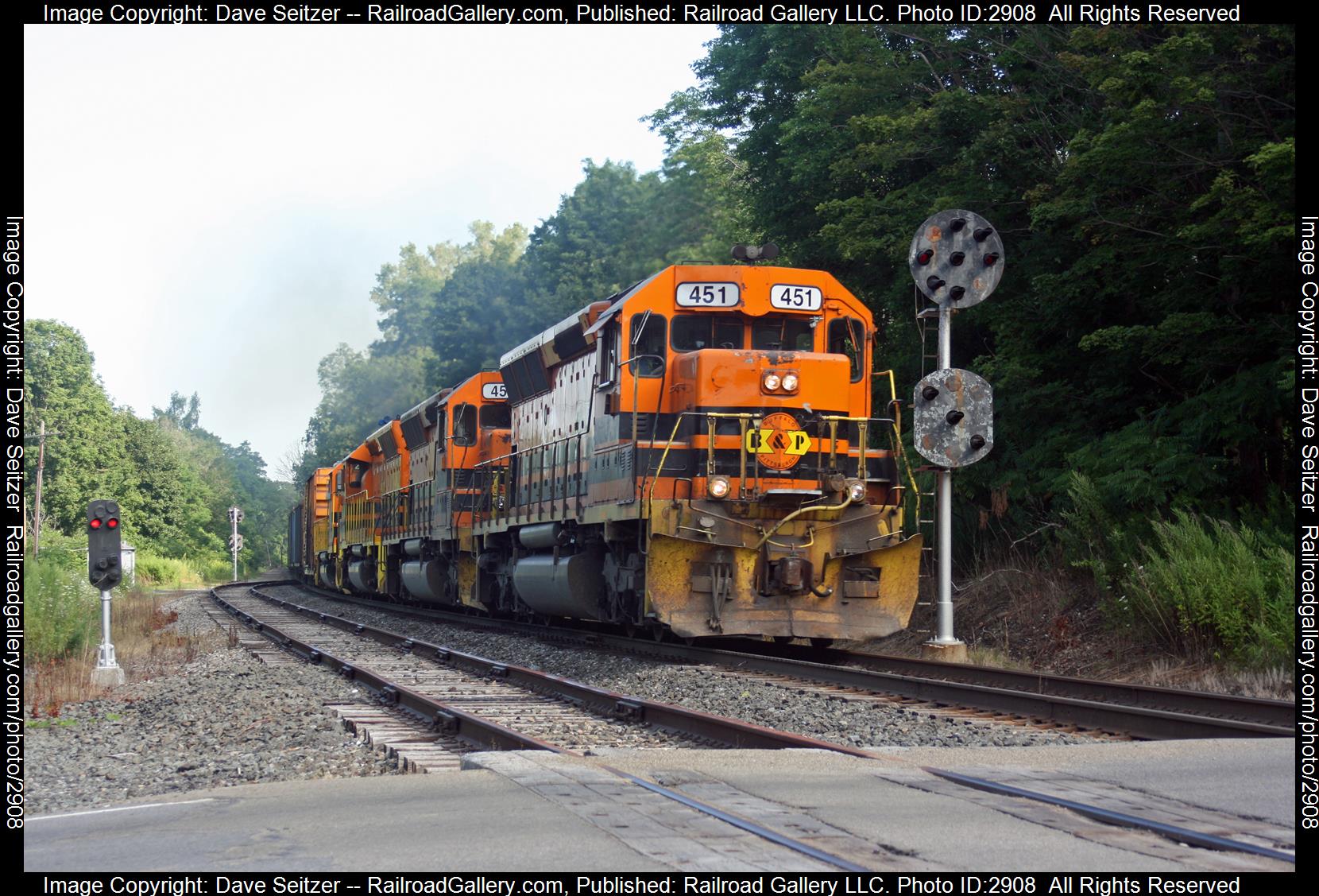 BPRR 451 is a class SD45-2 and  is pictured in North Wales, New York, United States.  This was taken along the Buffalo Line on the Buffalo and Pittsburgh Railroad. Photo Copyright: Dave Seitzer uploaded to Railroad Gallery on 01/08/2024. This photograph of BPRR 451 was taken on Friday, August 14, 2009. All Rights Reserved. 