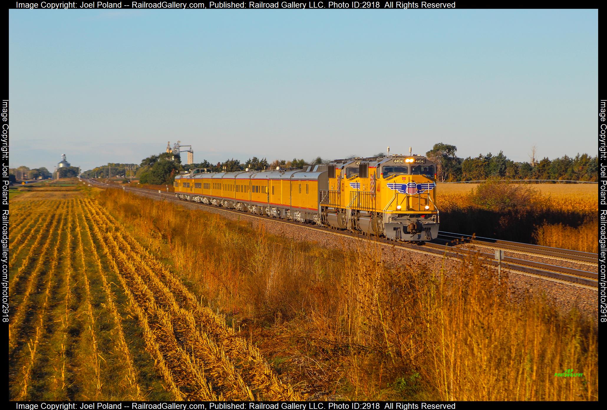 UP 4404 is a class EMD SD70M and  is pictured in Duncan, Nebraska, USA.  This was taken along the Columbus Sub on the Union Pacific Railroad. Photo Copyright: Joel Poland uploaded to Railroad Gallery on 01/09/2024. This photograph of UP 4404 was taken on Friday, October 15, 2021. All Rights Reserved. 