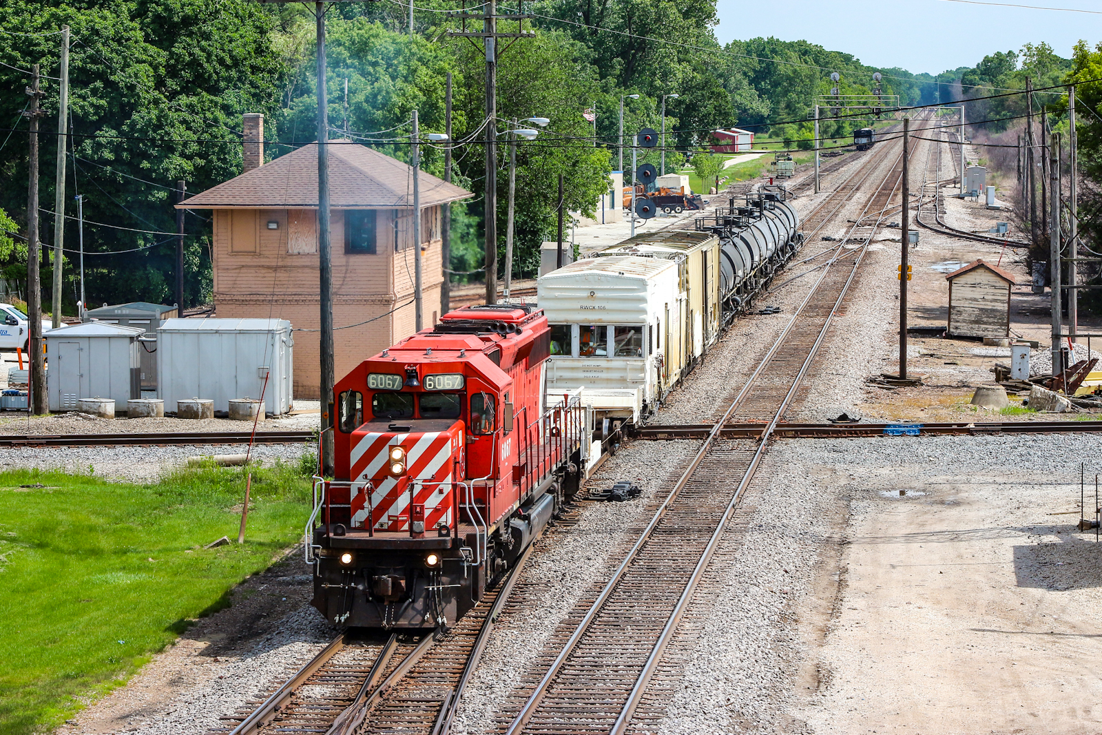 CP 6067 is a class EMD SD40-2 and  is pictured in Rondout, Illinois, USA.  This was taken along the C&M on the Canadian Pacific Railway. Photo Copyright: Lawrence Amaloo uploaded to Railroad Gallery on 12/01/2022. This photograph of CP 6067 was taken on Sunday, June 17, 2018. All Rights Reserved. 