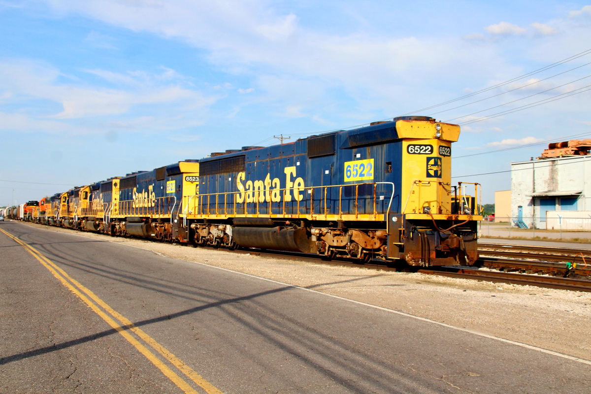 SF 6522 is a class EMD SD45-2 and  is pictured in West Memphis, Tennessee, USA.  This was taken along the Santa Fe. Photo Copyright: Rick Doughty uploaded to Railroad Gallery on 01/11/2024. This photograph of SF 6522 was taken on Wednesday, June 02, 2021. All Rights Reserved. 