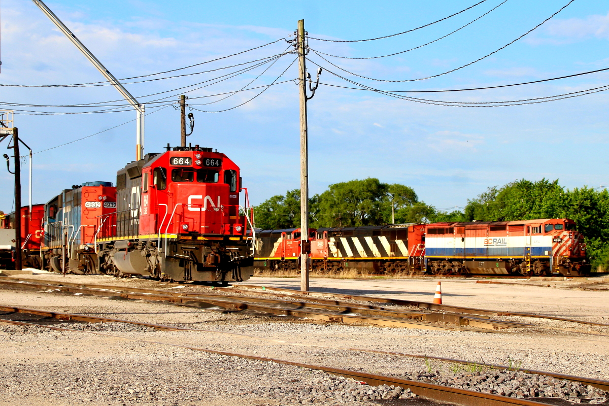 CN 664 is a class EMD SD38-2 and  is pictured in Centralia, Illinois, USA.  This was taken along the Canadian National Railway. Photo Copyright: Rick Doughty uploaded to Railroad Gallery on 01/11/2024. This photograph of CN 664 was taken on Wednesday, June 02, 2021. All Rights Reserved. 