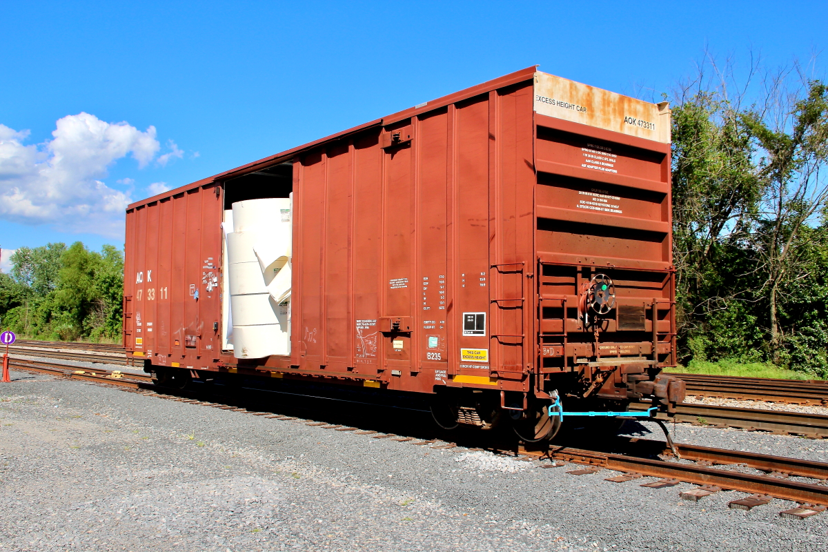 AOK 473311 is a class 50ft Box Car and  is pictured in Little Rock, Arkansas, USA.  This was taken along the Little Rock/UP on the Arkansas & Oklahoma . Photo Copyright: Rick Doughty uploaded to Railroad Gallery on 01/11/2024. This photograph of AOK 473311 was taken on Saturday, August 01, 2020. All Rights Reserved. 