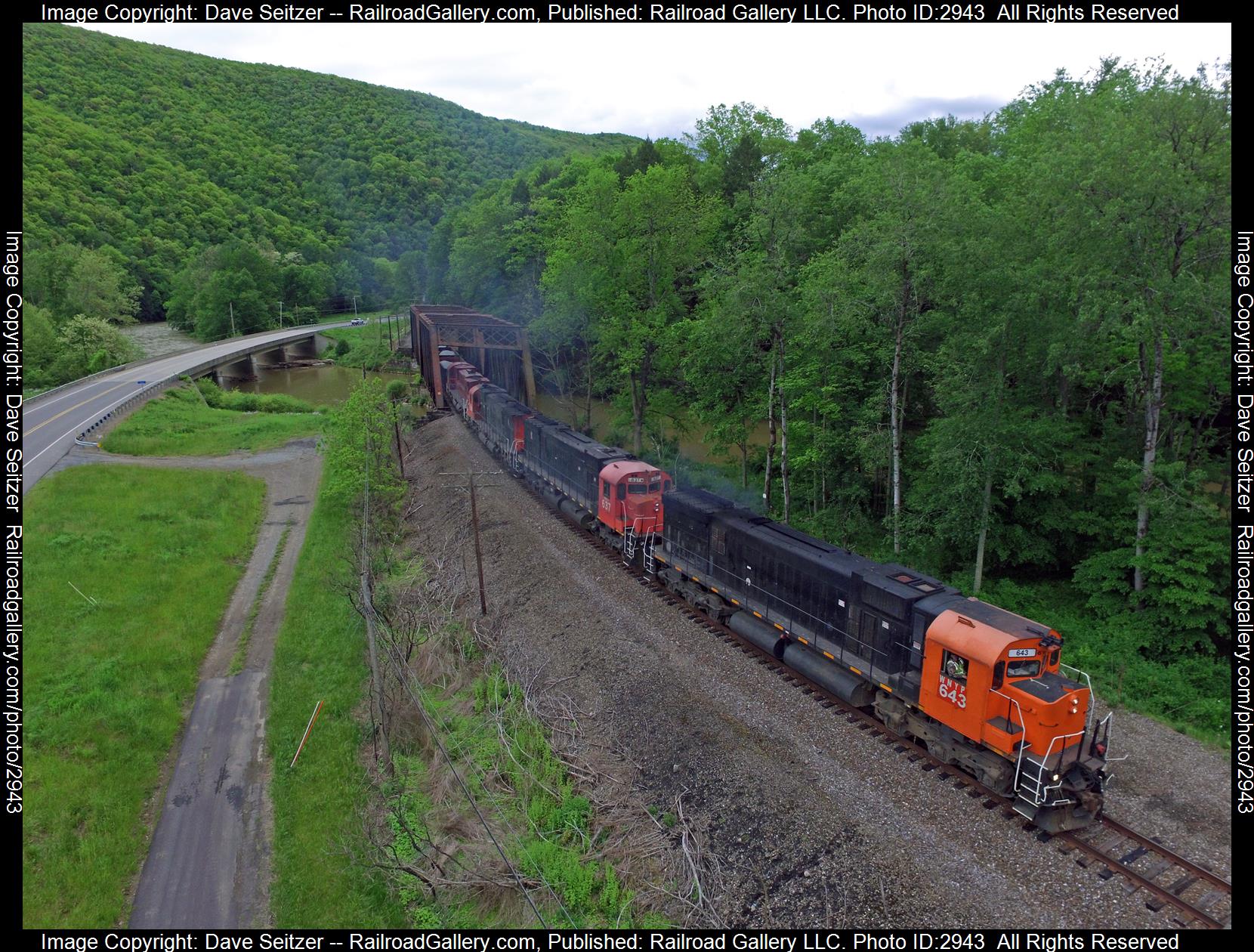 WNYP 643 WNYP 637  WNYP 638 WNYP 630 is a class M636 M636 M636 C630m and  is pictured in Cameron, Pennsylvania, United States.  This was taken along the Buffalo Line on the Western New York and Pennsylvania Railroad. Photo Copyright: Dave Seitzer uploaded to Railroad Gallery on 01/12/2024. This photograph of WNYP 643 WNYP 637  WNYP 638 WNYP 630 was taken on Friday, May 26, 2017. All Rights Reserved. 