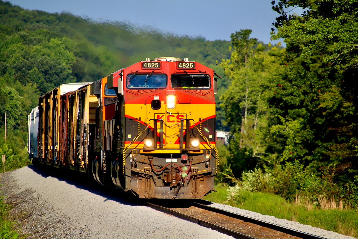 KCS 4825 is a class GE ES44AC and  is pictured in Rich Mountain, Arkansas, USA.  This was taken along the Shreveport/KCS on the Kansas City Southern Railway. Photo Copyright: Rick Doughty uploaded to Railroad Gallery on 01/12/2024. This photograph of KCS 4825 was taken on Saturday, August 22, 2020. All Rights Reserved. 