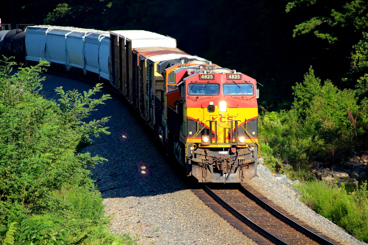 KCS 4825 is a class GE ES44AC and  is pictured in Rich Mountain, Arkansas, USA.  This was taken along the Shreveport/KCS on the Kansas City Southern Railway. Photo Copyright: Rick Doughty uploaded to Railroad Gallery on 01/12/2024. This photograph of KCS 4825 was taken on Saturday, August 22, 2020. All Rights Reserved. 