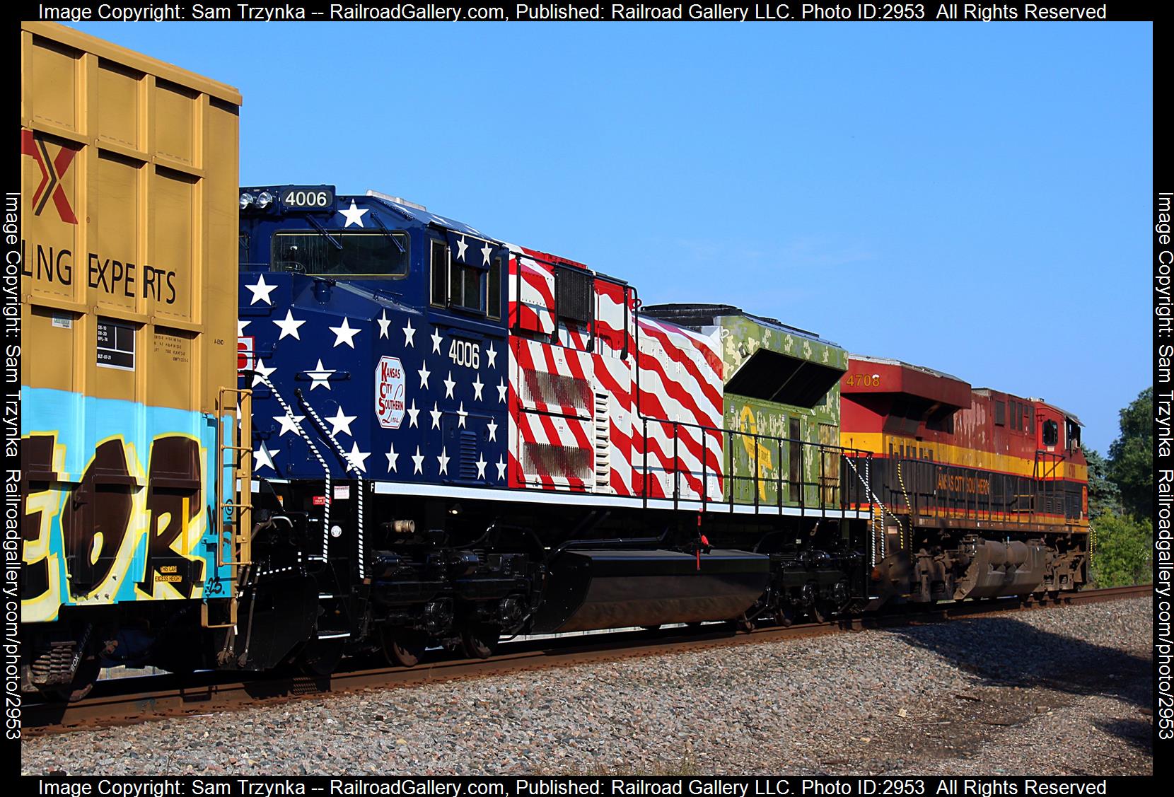 KCS 4006 is a class EMD SD70ACe and  is pictured in St. Paul Park, Minnesota, USA.  This was taken along the BNSF St. Paul Subdivision on the CPKC Railway. Photo Copyright: Sam Trzynka uploaded to Railroad Gallery on 01/13/2024. This photograph of KCS 4006 was taken on Sunday, October 01, 2023. All Rights Reserved. 