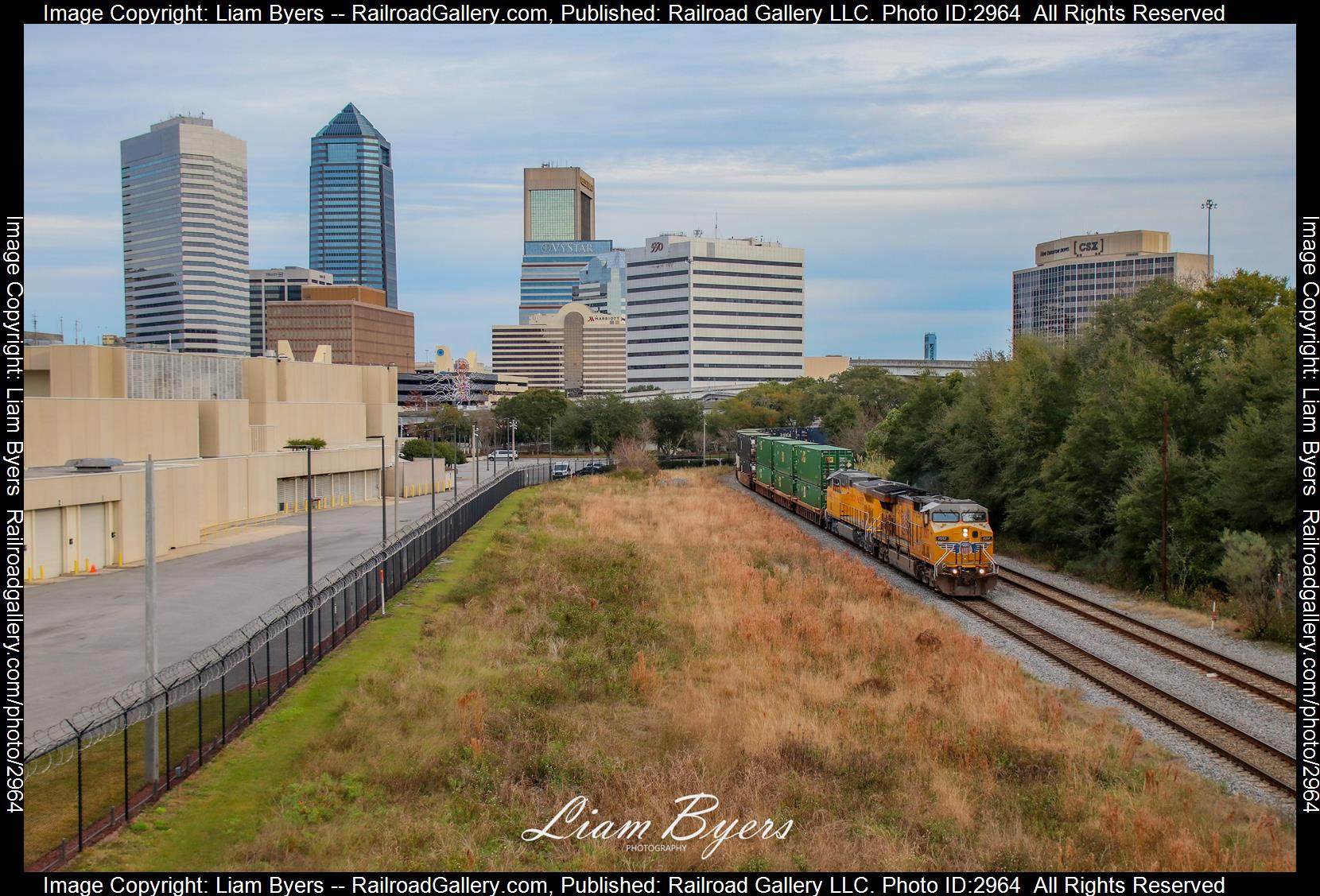 UP 7057 is a class GE AC4460CW and  is pictured in Jacksonville, FL, Florida, USA.  This was taken along the FEC Transfer Line on the Union Pacific Railroad. Photo Copyright: Liam Byers uploaded to Railroad Gallery on 01/15/2024. This photograph of UP 7057 was taken on Monday, January 15, 2024. All Rights Reserved. 