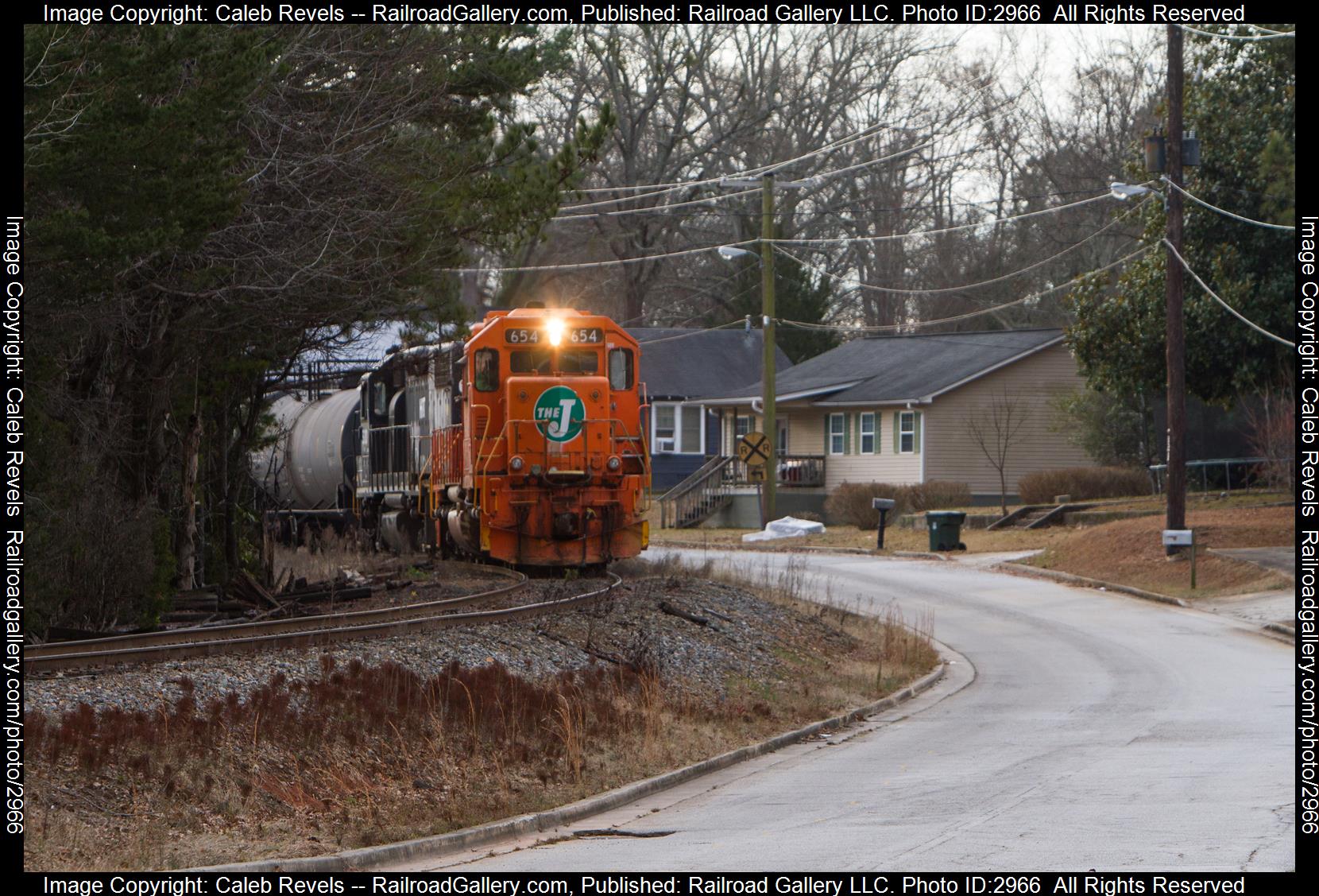 HRT 654 is a class EMD SD38 and  is pictured in Toccoa, Georgia, USA.  This was taken along the Hartwell Railroad  on the Hartwell Railroad. Photo Copyright: Caleb Revels uploaded to Railroad Gallery on 01/15/2024. This photograph of HRT 654 was taken on Monday, January 15, 2024. All Rights Reserved. 