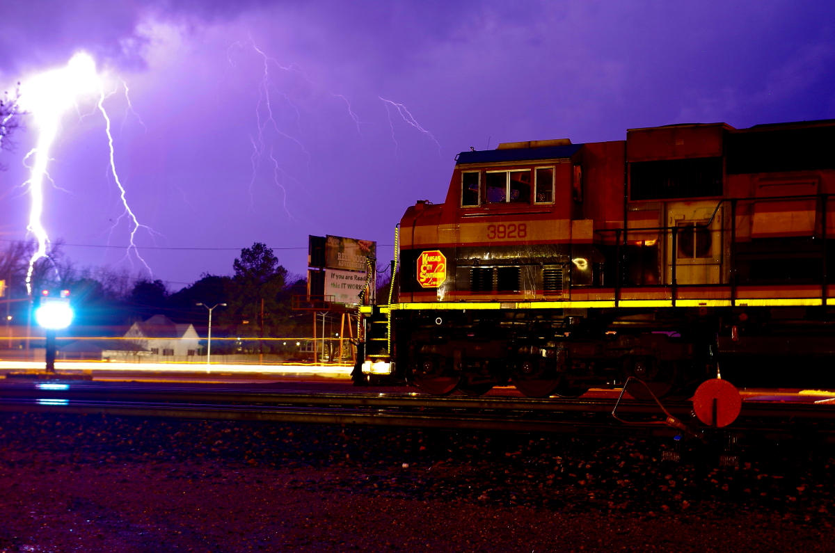 KCS 3928 is a class EMD SD70MAC and  is pictured in Heavener, Oklahoma, USA.  This was taken along the Shreveport/KCS on the Kansas City Southern Railway. Photo Copyright: Rick Doughty uploaded to Railroad Gallery on 01/16/2024. This photograph of KCS 3928 was taken on Saturday, March 09, 2019. All Rights Reserved. 