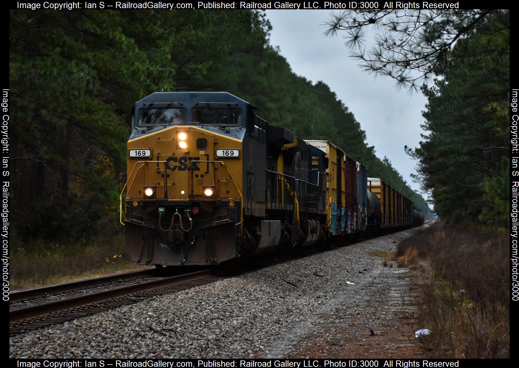 CSX 169 is a class CW44AC and  is pictured in Waycross, Georgia, United States.  This was taken along the Jesup Subdivision on the CSX Transportation. Photo Copyright: Ian S uploaded to Railroad Gallery on 01/19/2024. This photograph of CSX 169 was taken on Saturday, December 16, 2023. All Rights Reserved. 